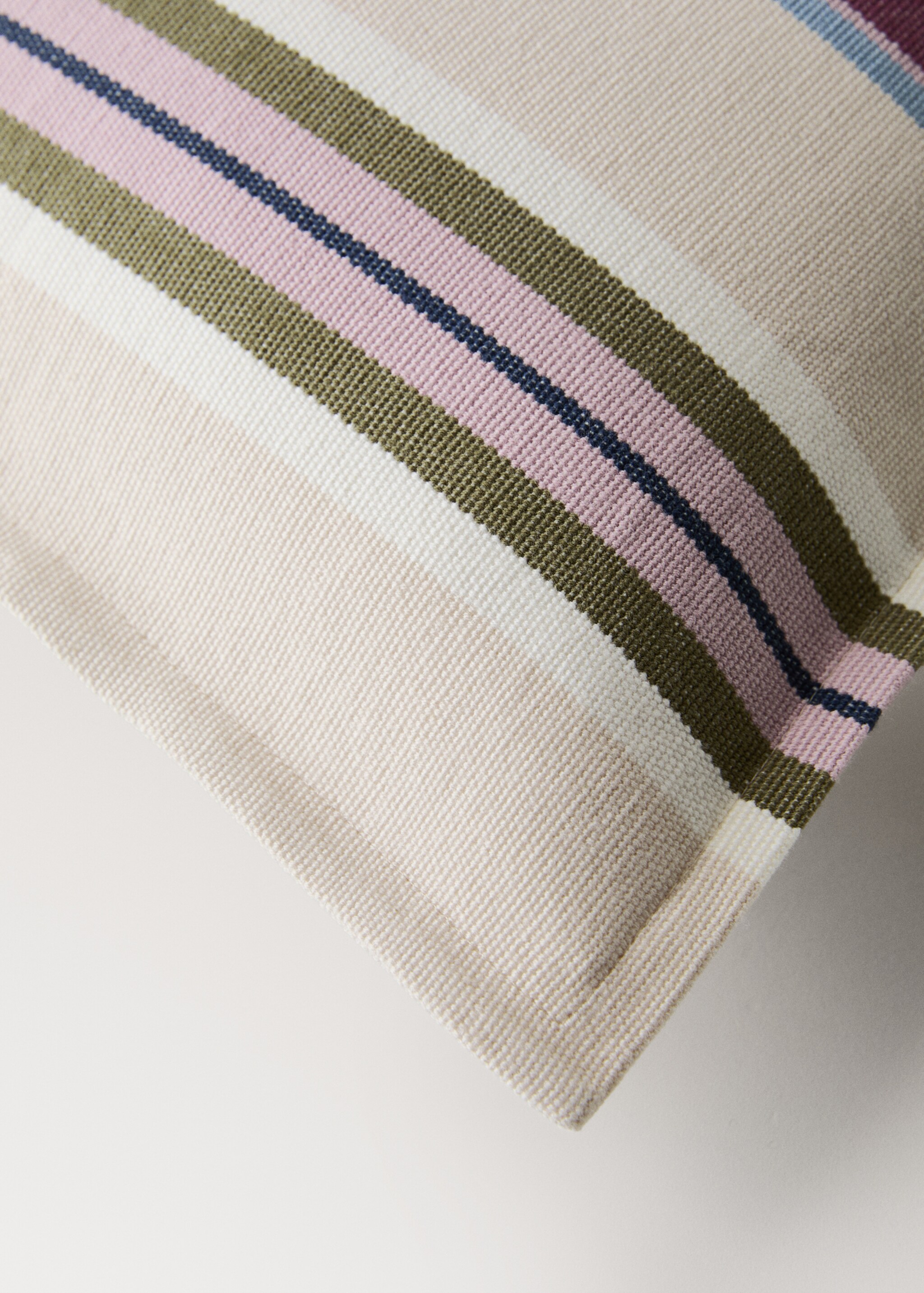 Multi-stripe cushion cover with piping 30x5 cm - Details of the article 1, Green. Ref: 27084420-00.