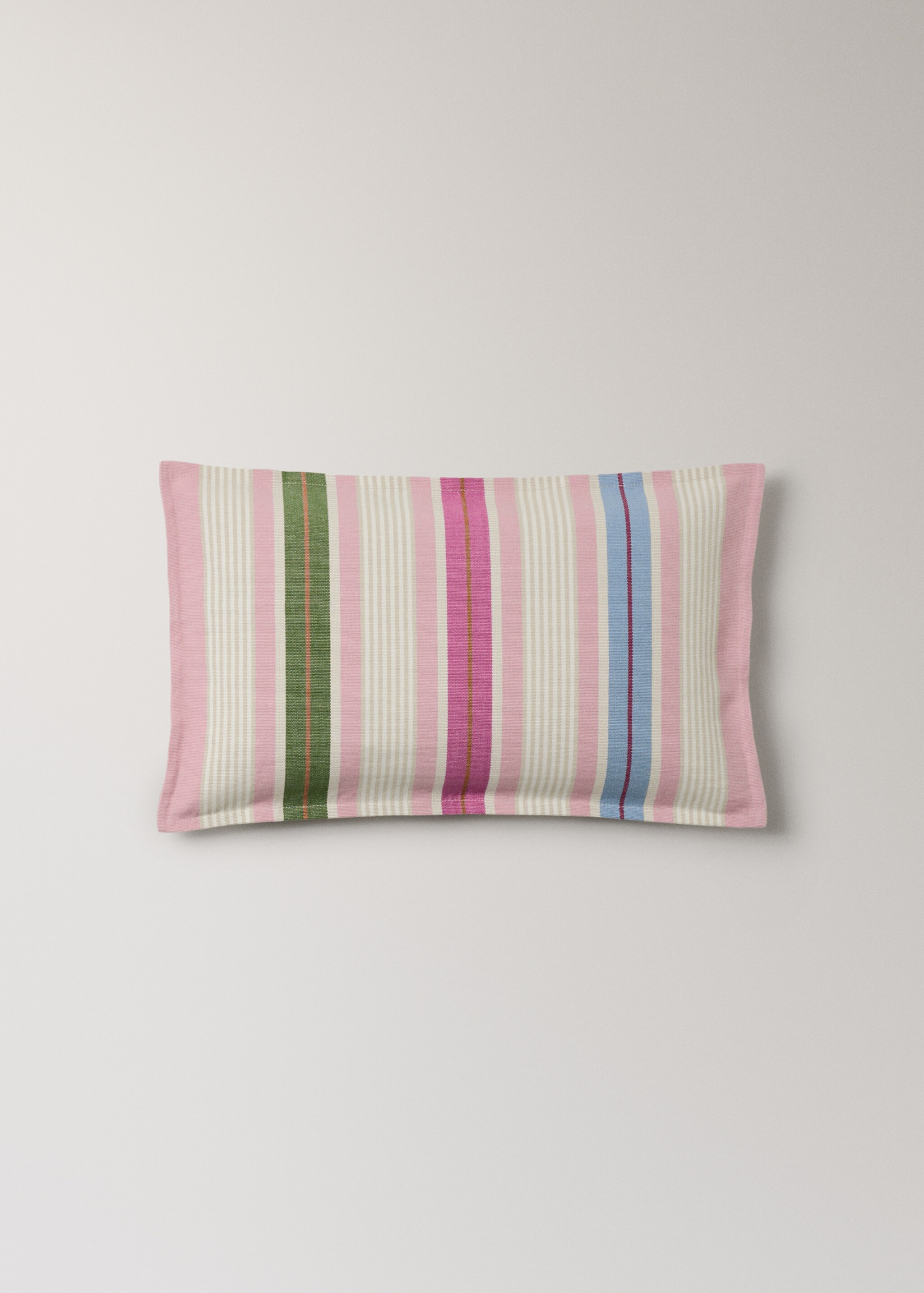 Kissenbezug mit mehrfarbigem Streifenmuster und Borte, 30 x 50 cm - Artikel ohne Model, Rosa. Ref: 27084420-00.
