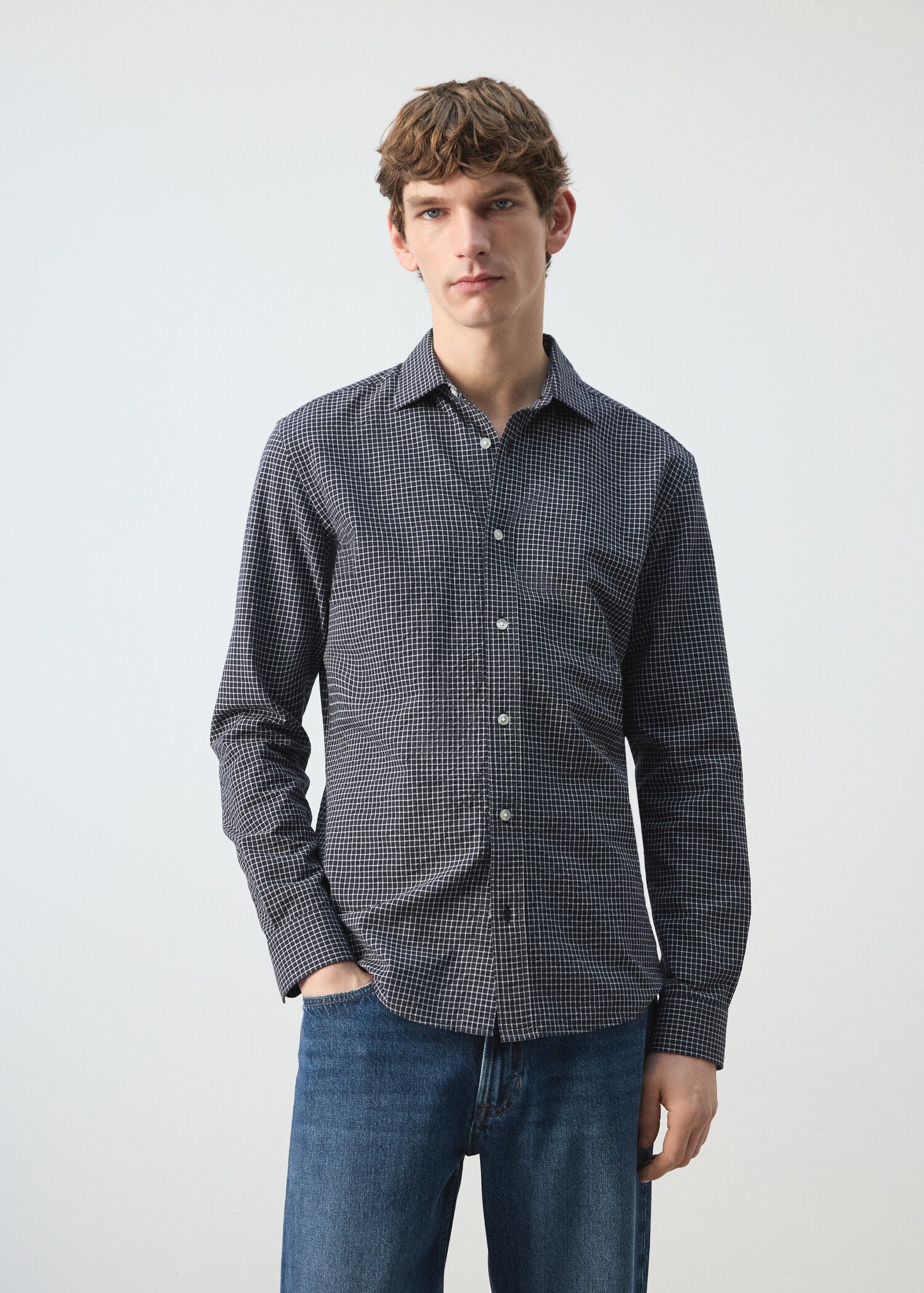 Camisa regular fit quadres - Pla mig