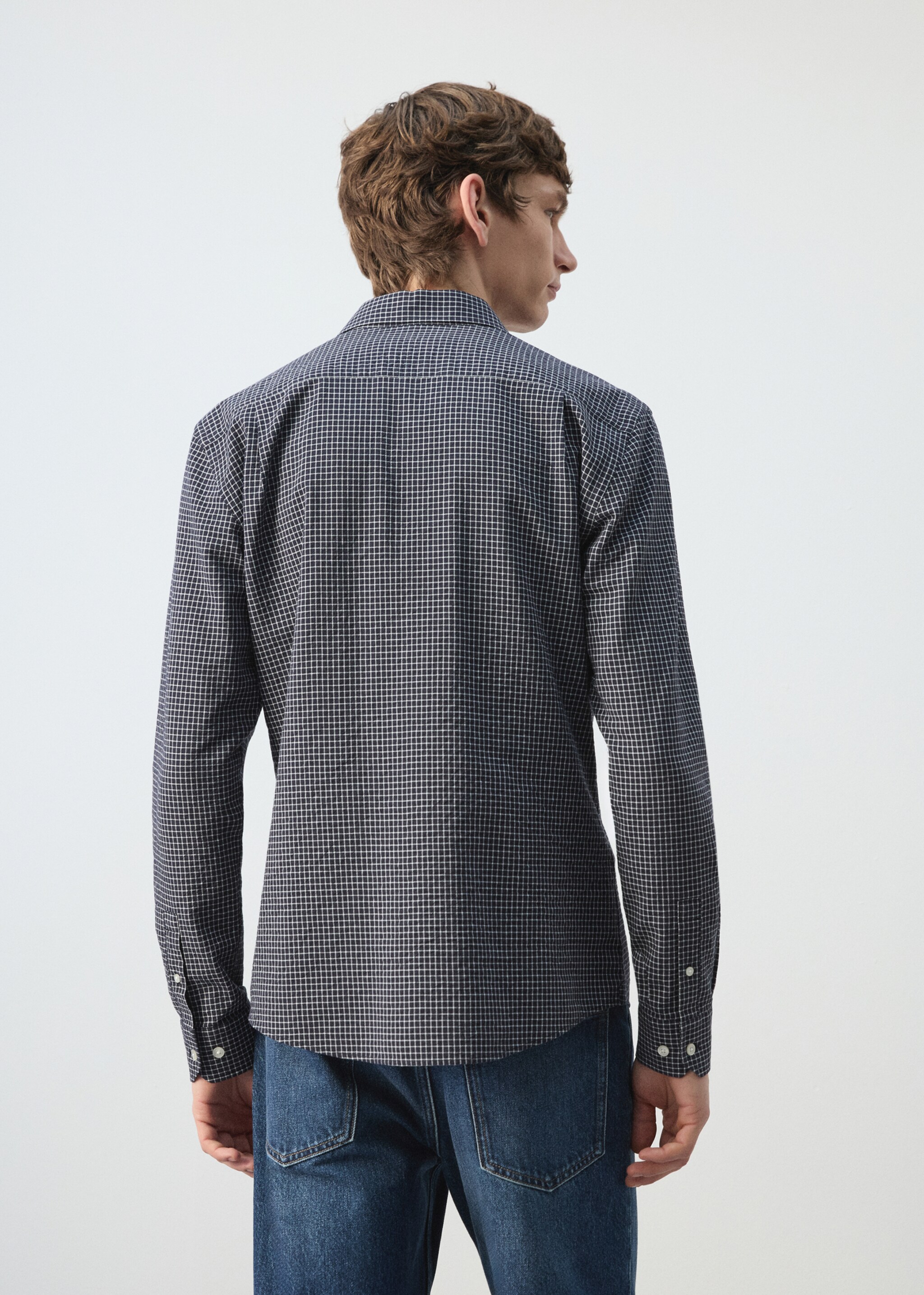 Camisa regular fit quadres - Revers de l'article, Blau marí. Ref: 27084424-00.