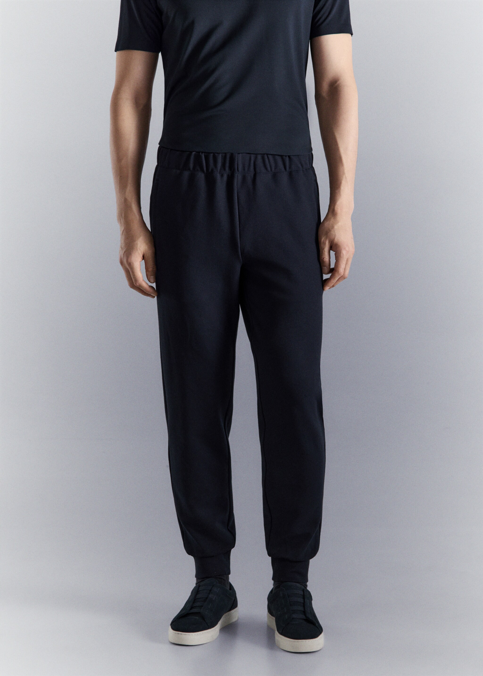 Jogger-Pants mit Comfort-Stretch - Mittlere Ansicht, Marineblau. Ref: 27084425-00.