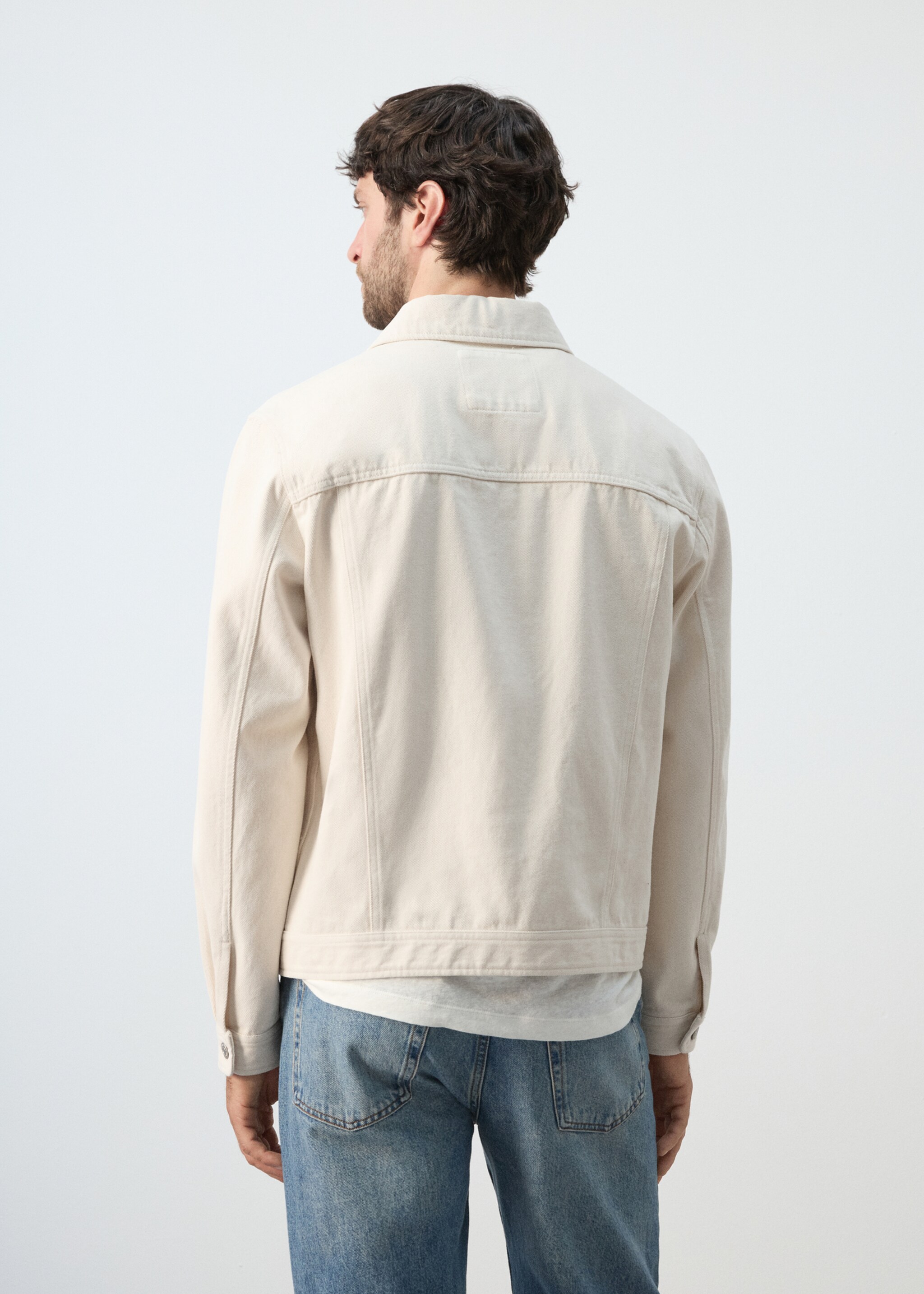 100% cotton denim jacket with pockets - Reverse of the article, Ecru. Ref: 27084426-00.