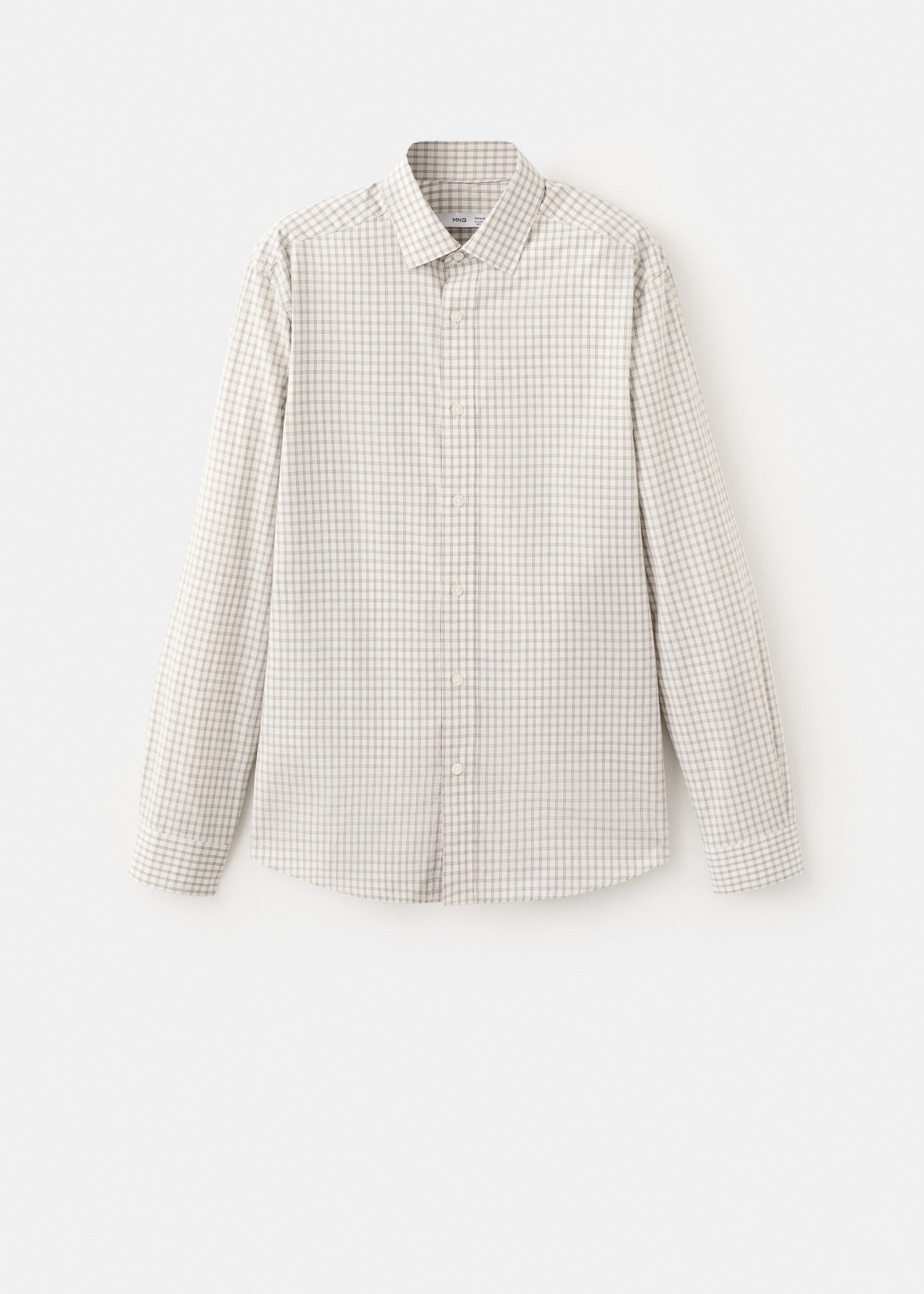 100% cotton checked shirt - Article without model, Light/Pastel Grey. Ref: 27084428-00.