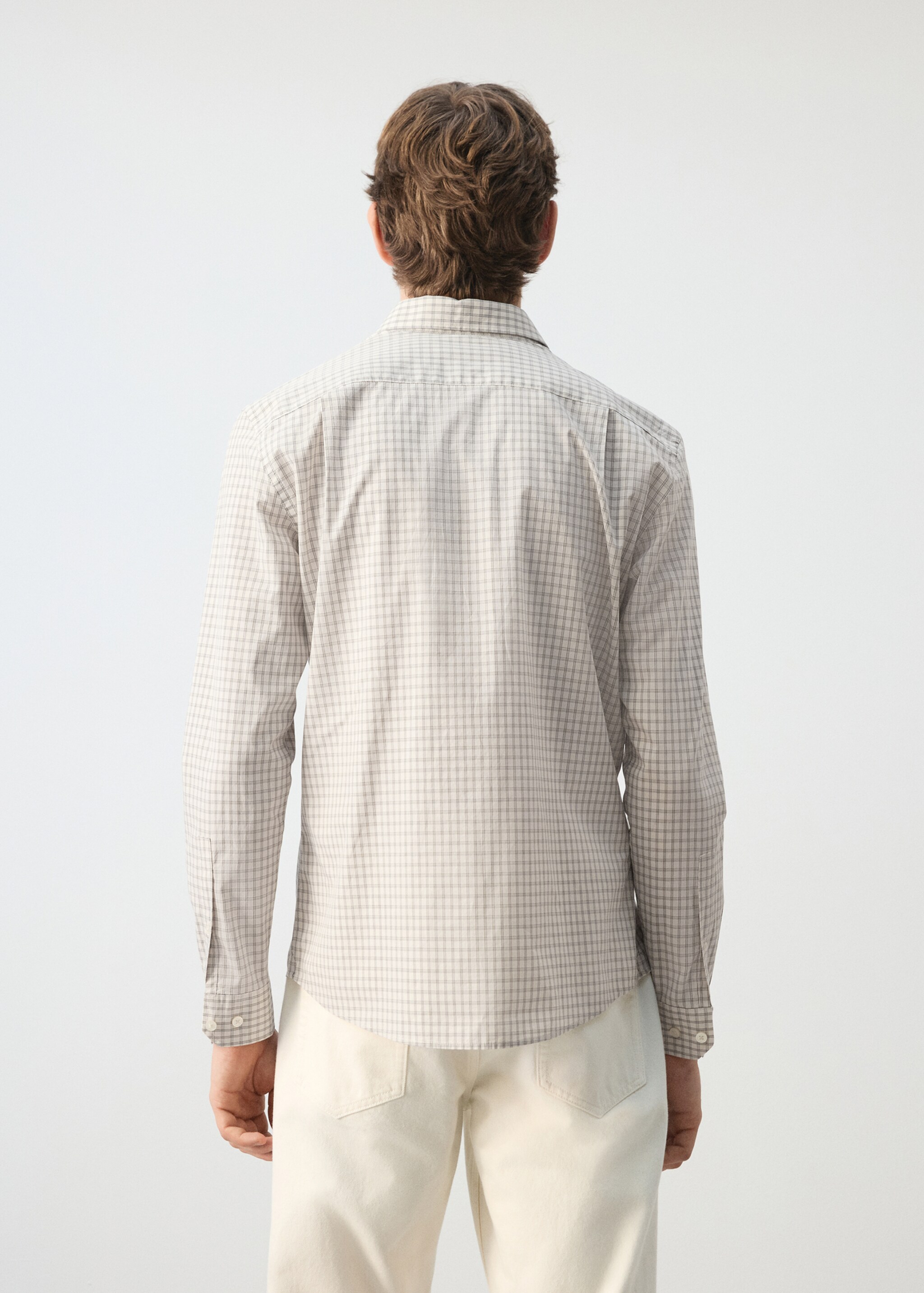 100% cotton checked shirt - Reverse of the article, Light/Pastel Grey. Ref: 27084428-00.