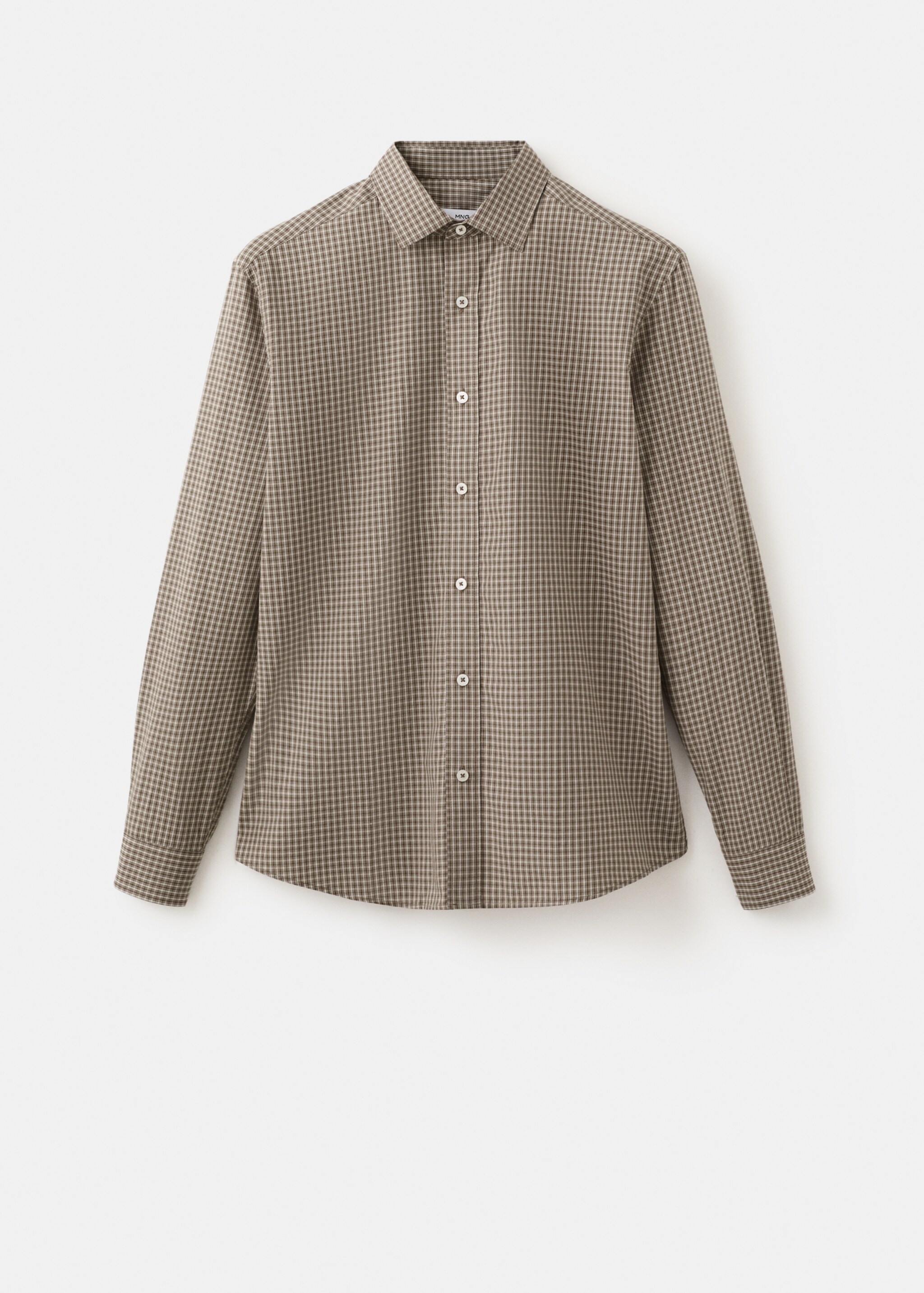 100% cotton checked shirt - Article without model, Brown. Ref: 27084428-00.
