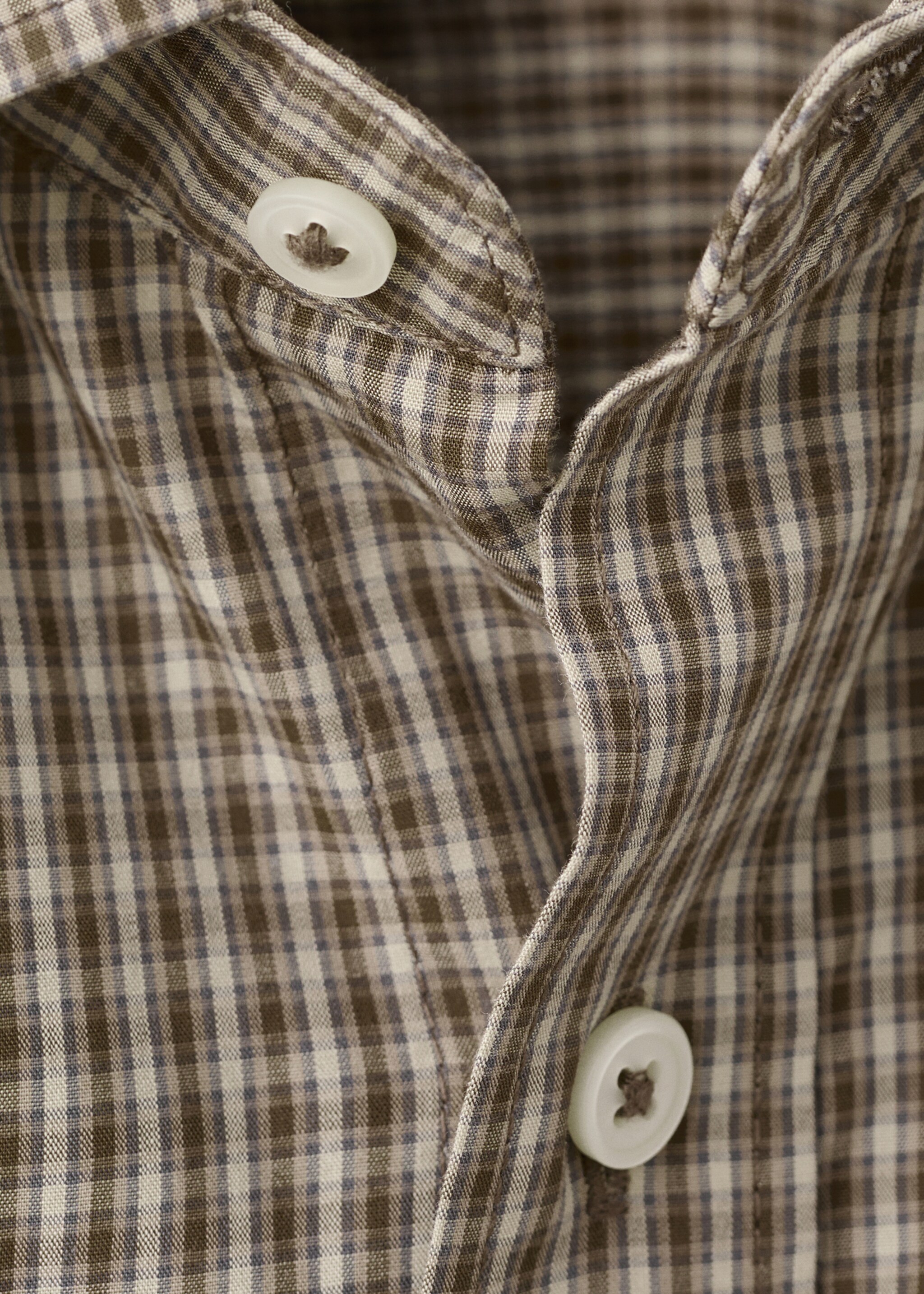100% cotton checked shirt - Details of the article 8, Brown. Ref: 27084428-00.