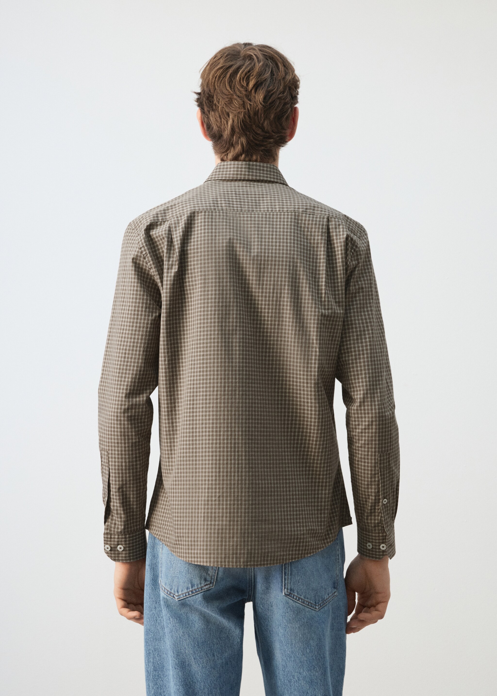 100% cotton checked shirt - Reverse of the article, Brown. Ref: 27084428-00.