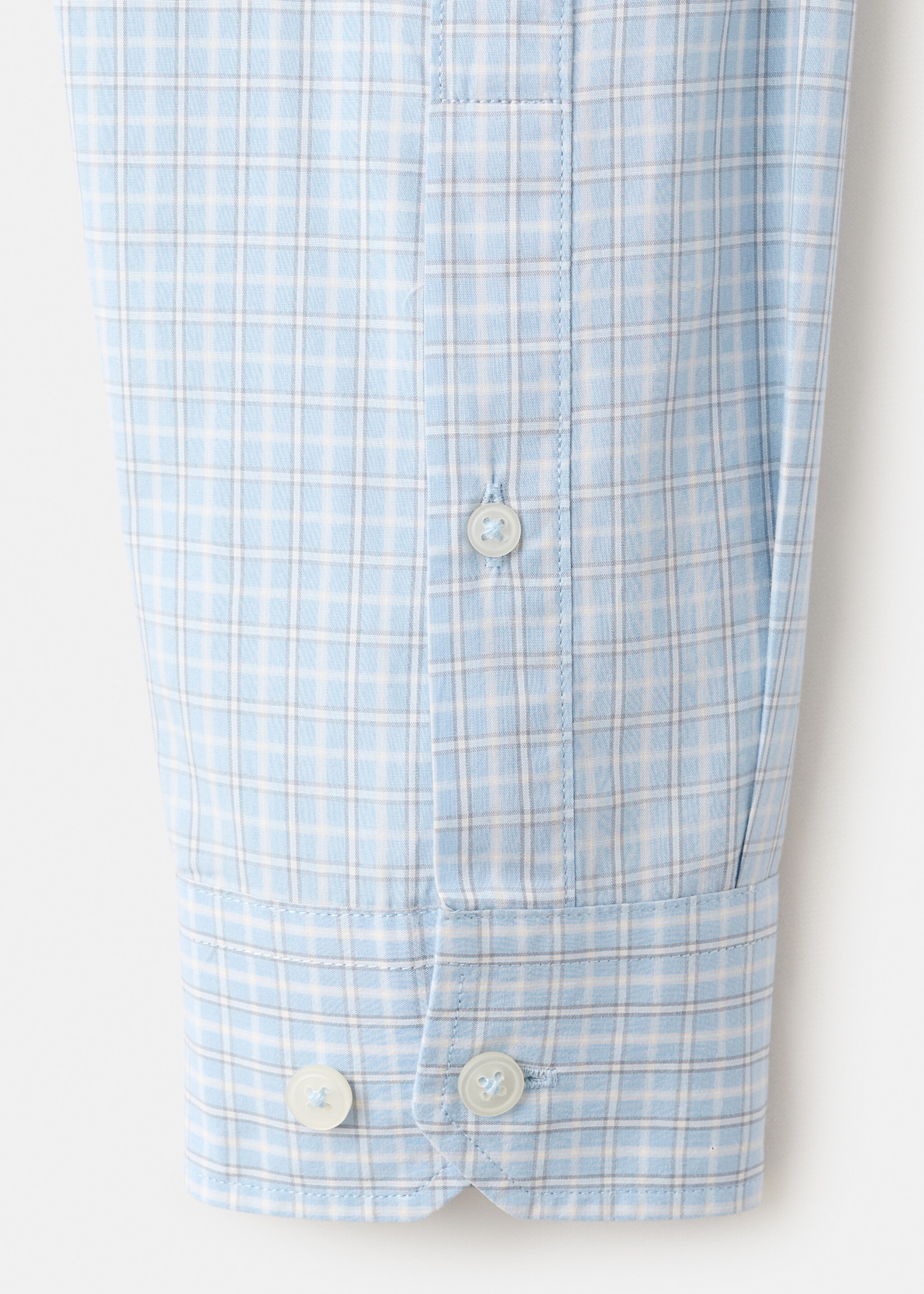 100% cotton checked shirt - Details of the article 8, Sky Blue. Ref: 27084428-00.