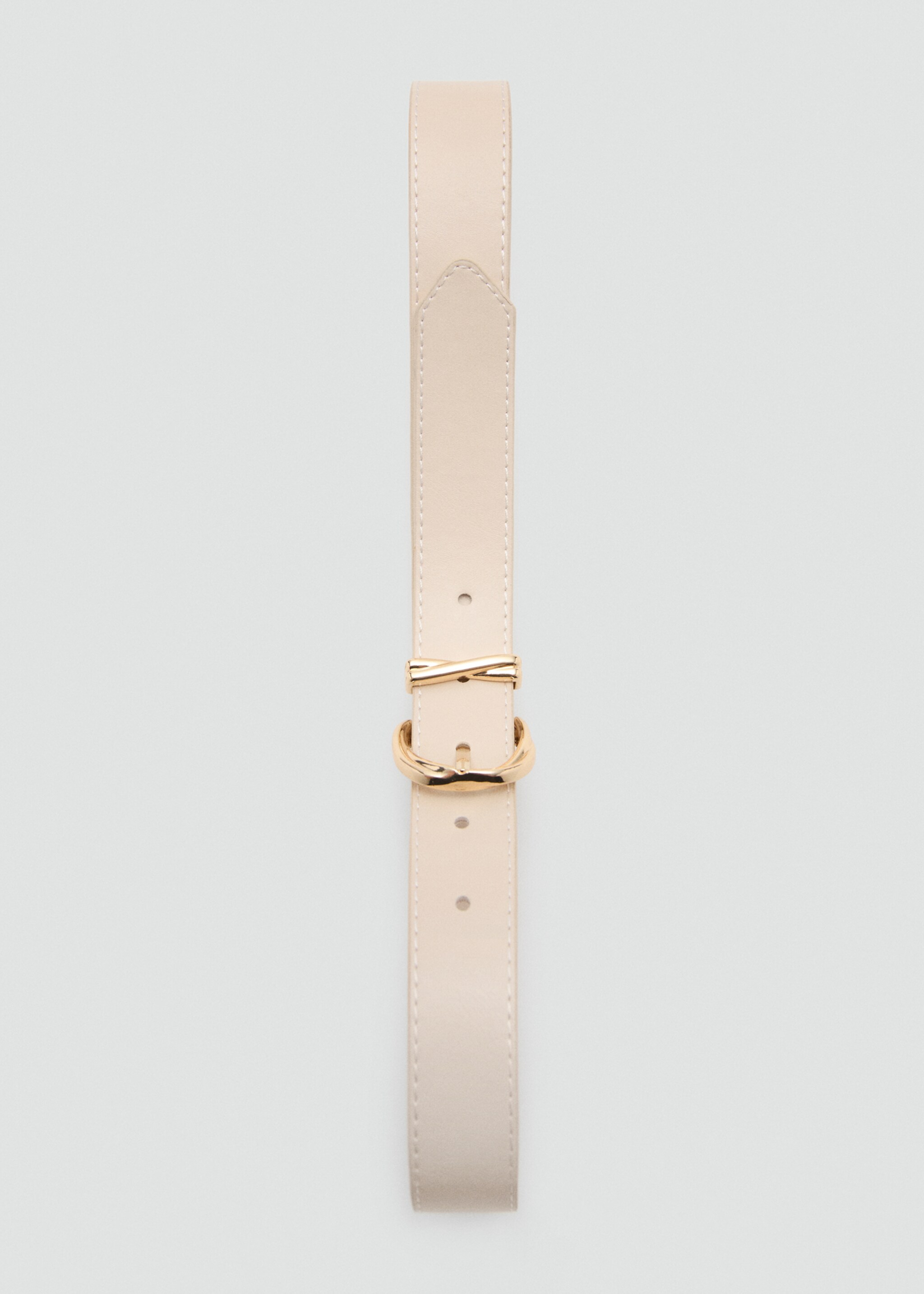Oval buckle belt - Details of the article 2, Ecru. Ref: 27084433-00.
