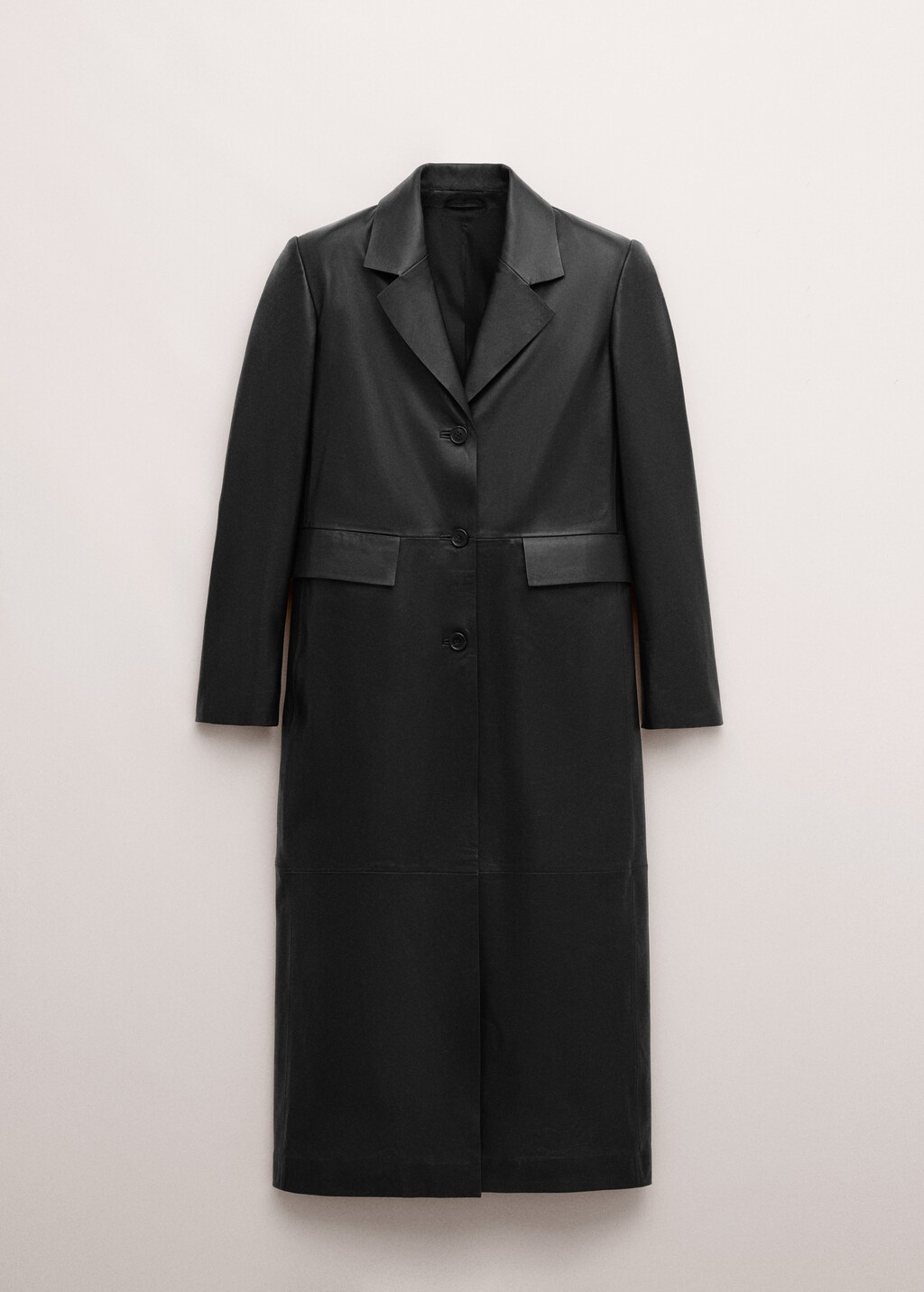 Straight 100% leather coat with pockets - image 2