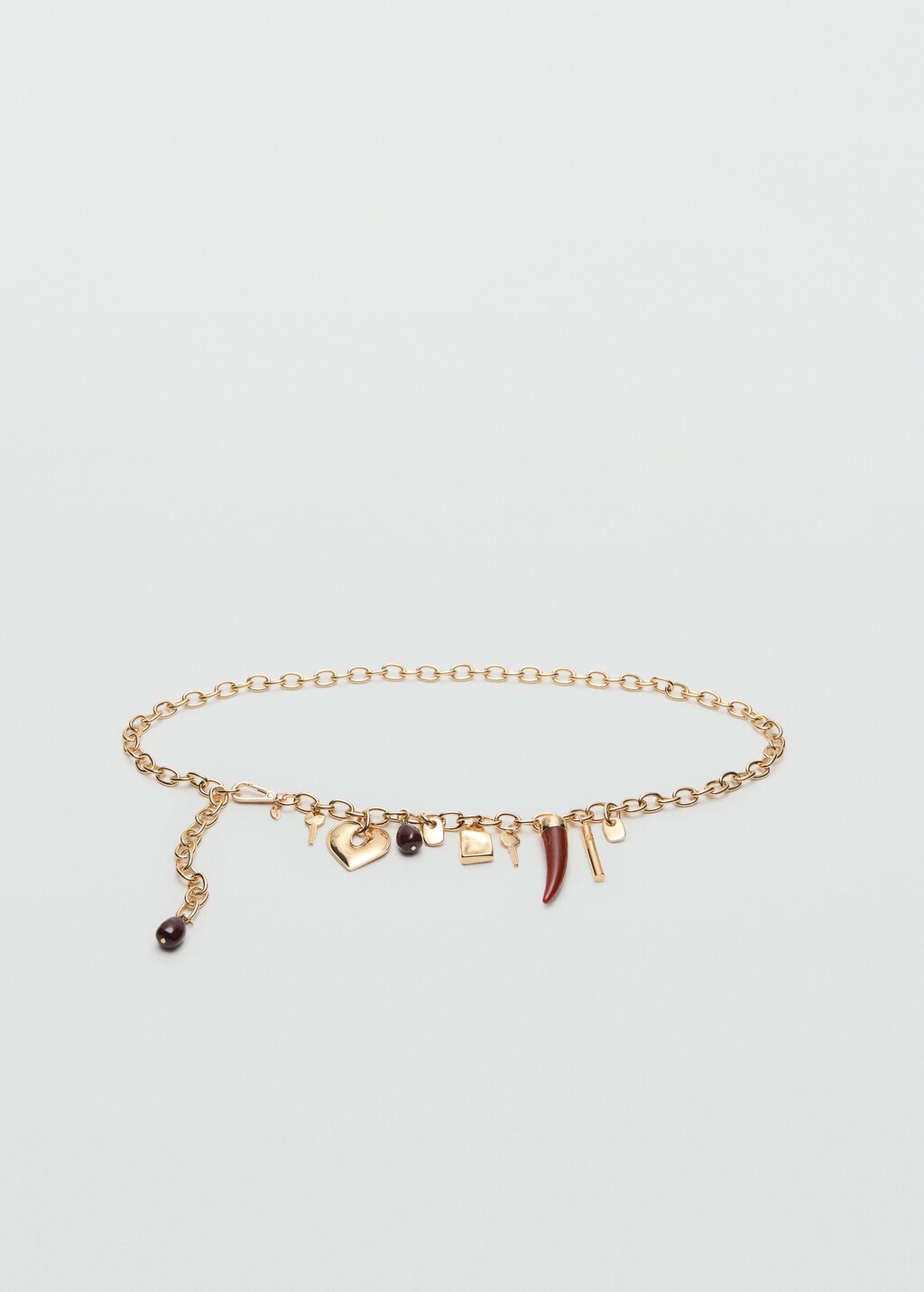 Metal belt with hanging pieces