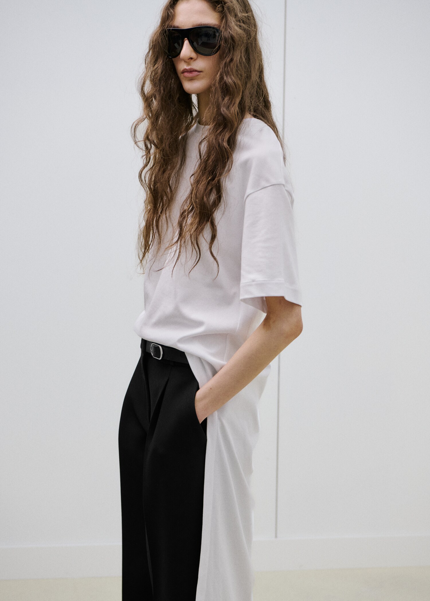 Belt straight-fit trousers - Medium plane