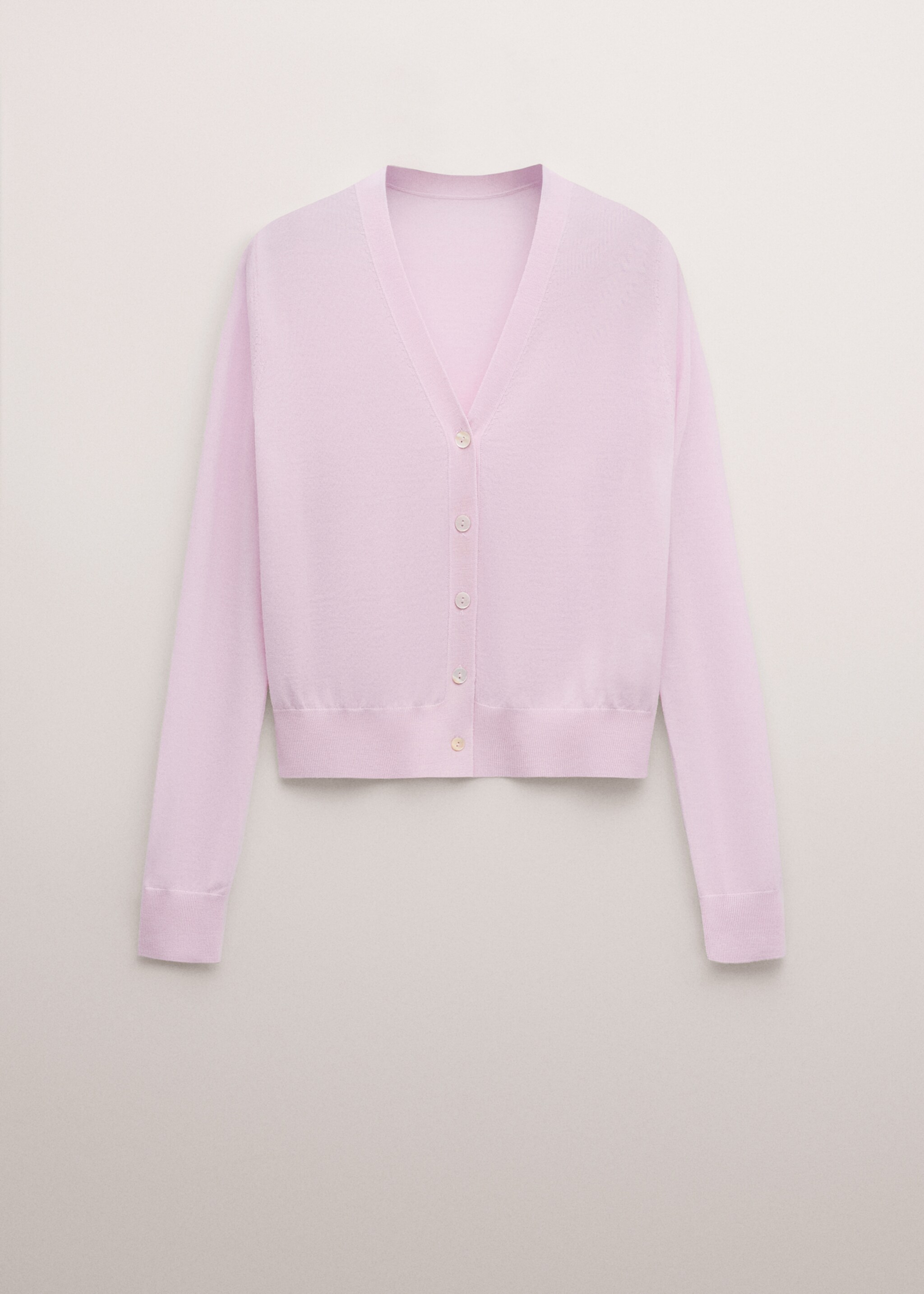 100% wool cardigan - Article without model, Pink. Ref: 27084440-00.