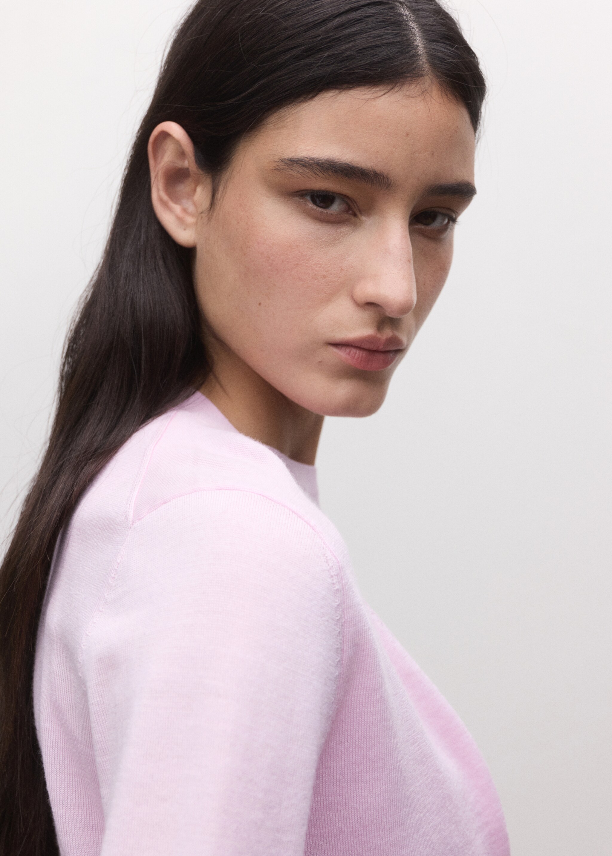 100% wool cardigan - Details of the article 1, Pink. Ref: 27084440-00.