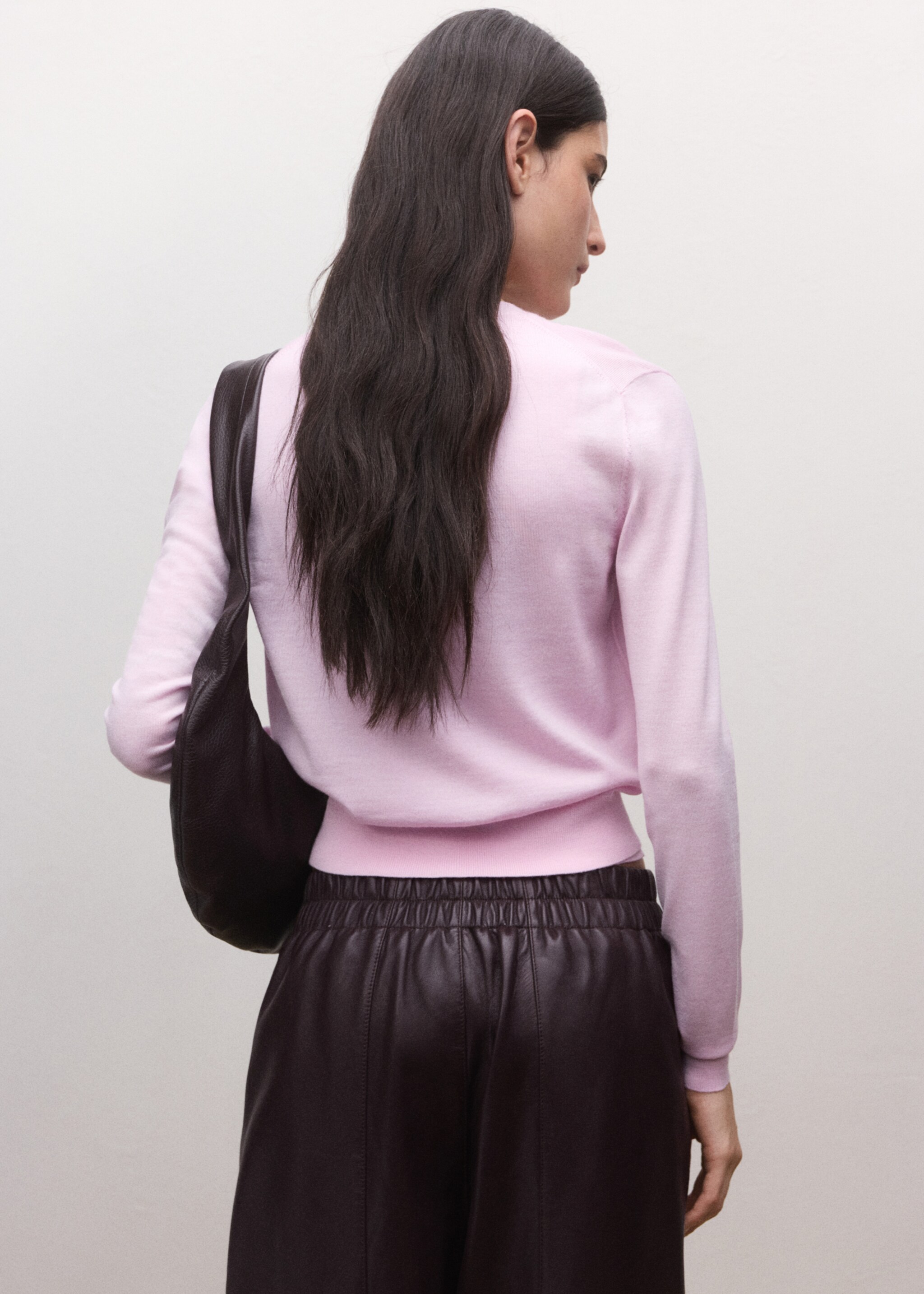 100% wool cardigan - Reverse of the article, Pink. Ref: 27084440-00.