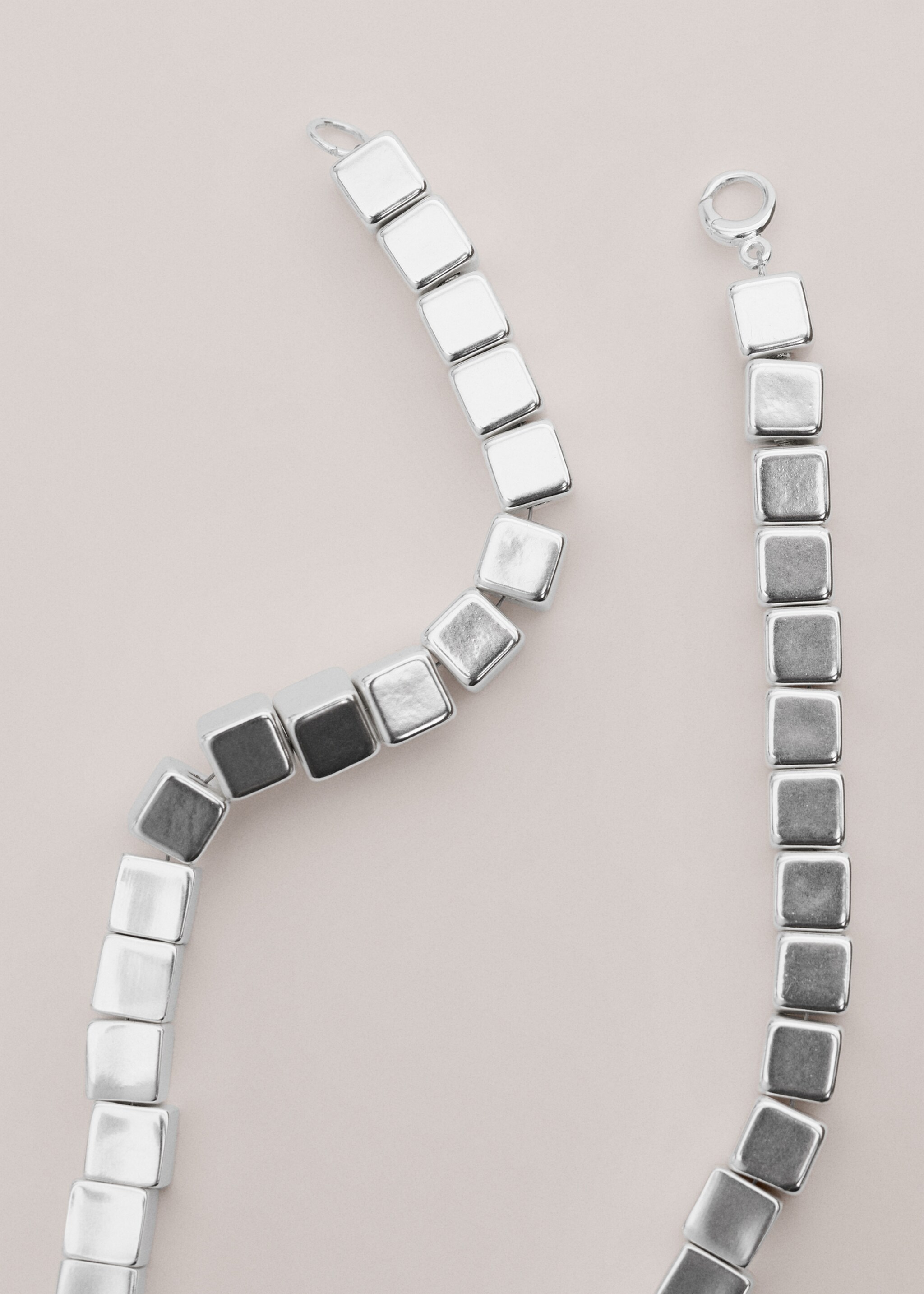 Metal cube chain collar - Details of the article 1, Silver. Ref: 27084443-00.