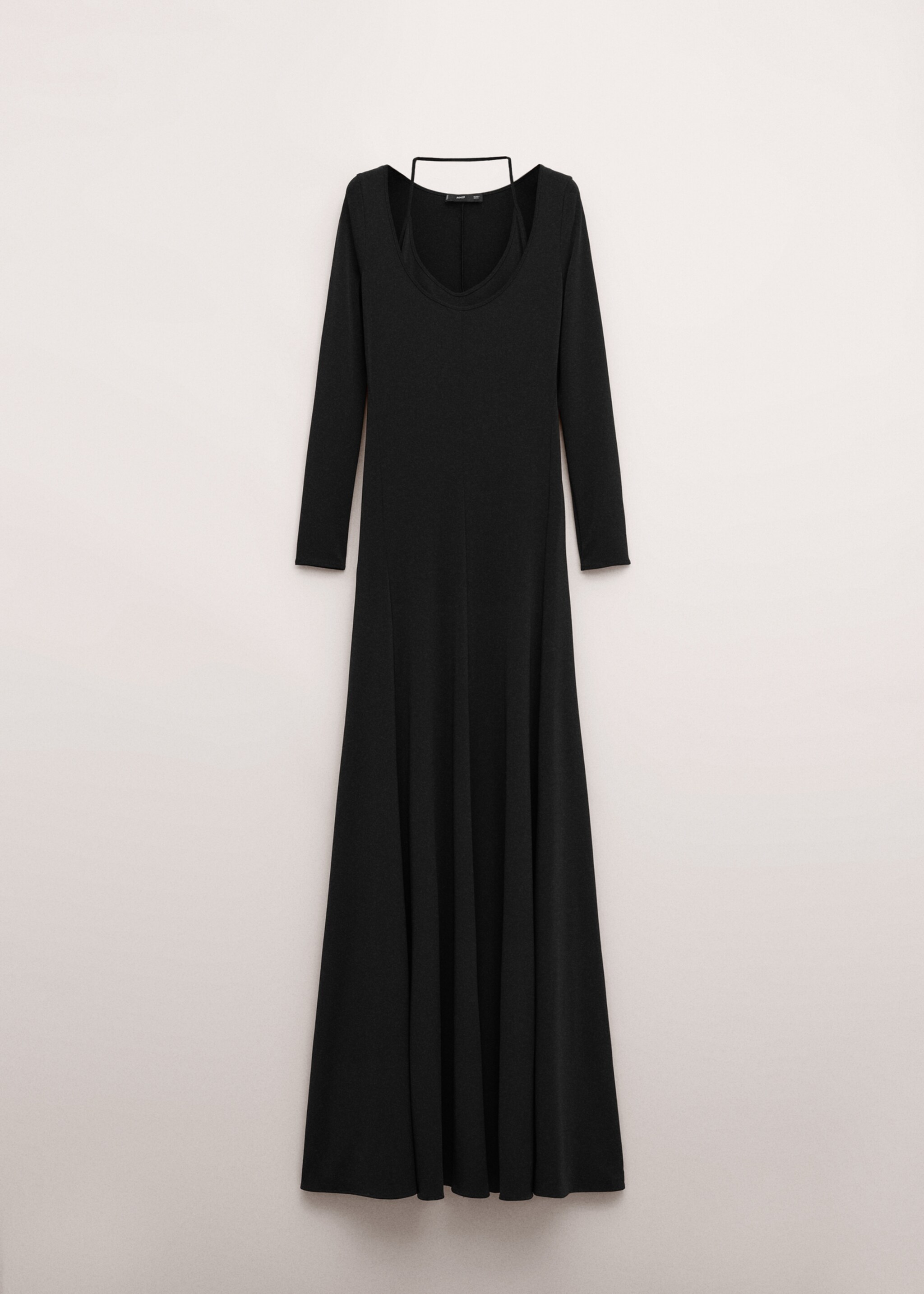 Robe avec col combiné en maille fine - Article sans modèle, Noir. Ref: 27084444-00.