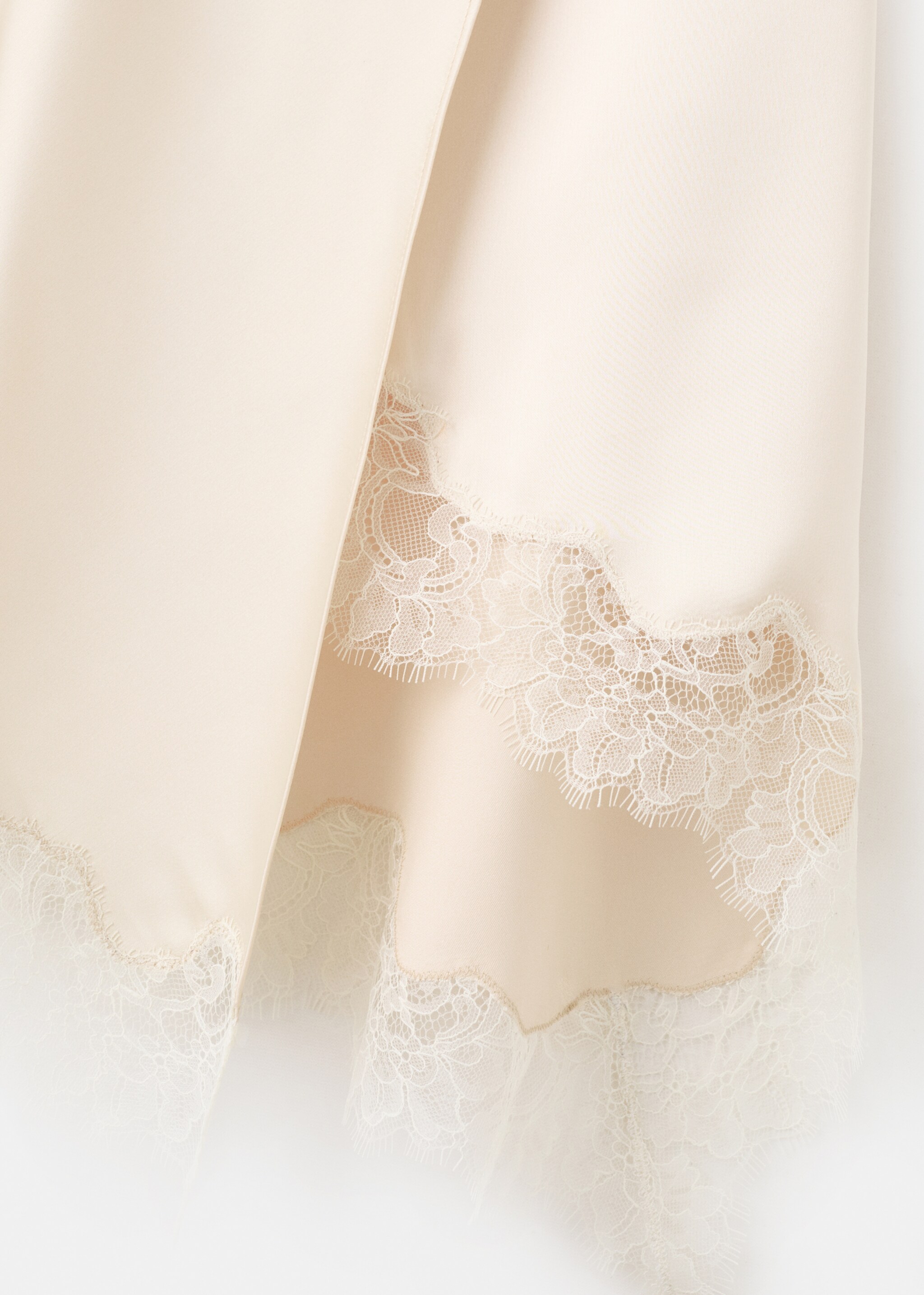 Cross-over lingerie skirt with slit - Details of the article 8, Beige. Ref: 27084447-00.