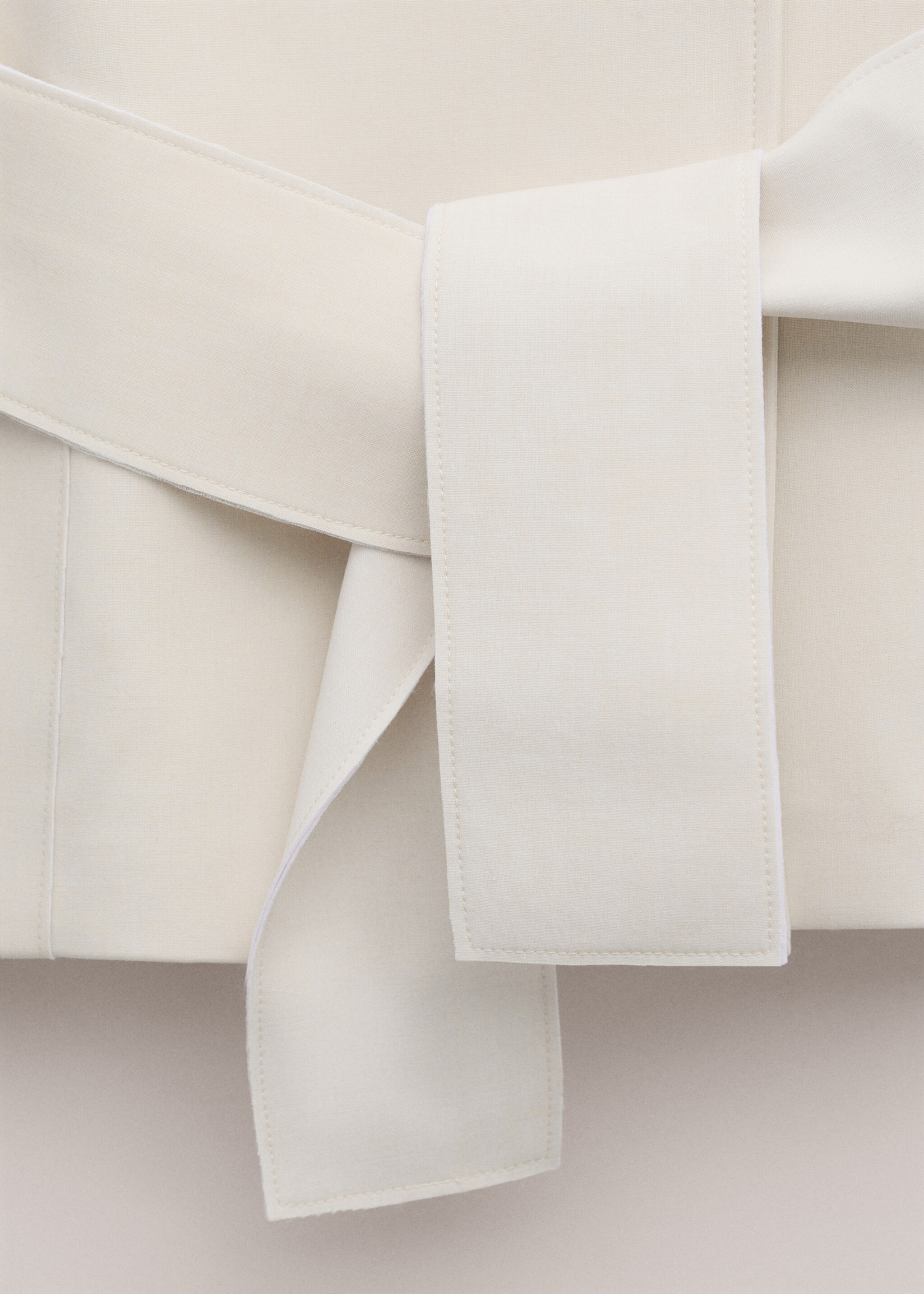 Jacket with lapels and tie belt - Details of the article 0, Ecru. Ref: 27084448-00.