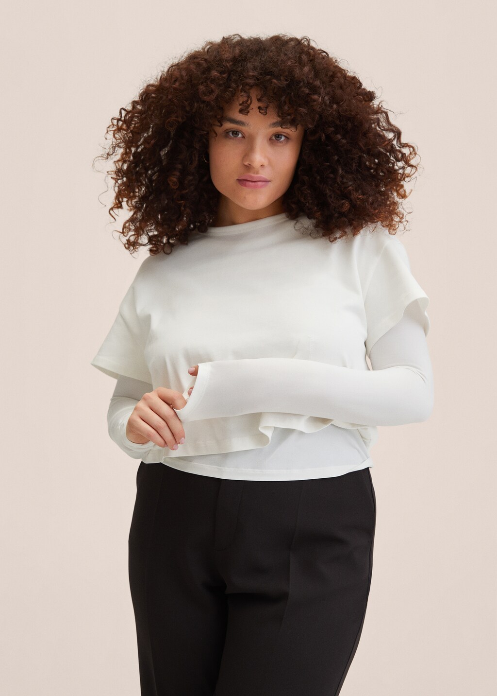 Double-layer cotton T-shirt - Women | MANGO China