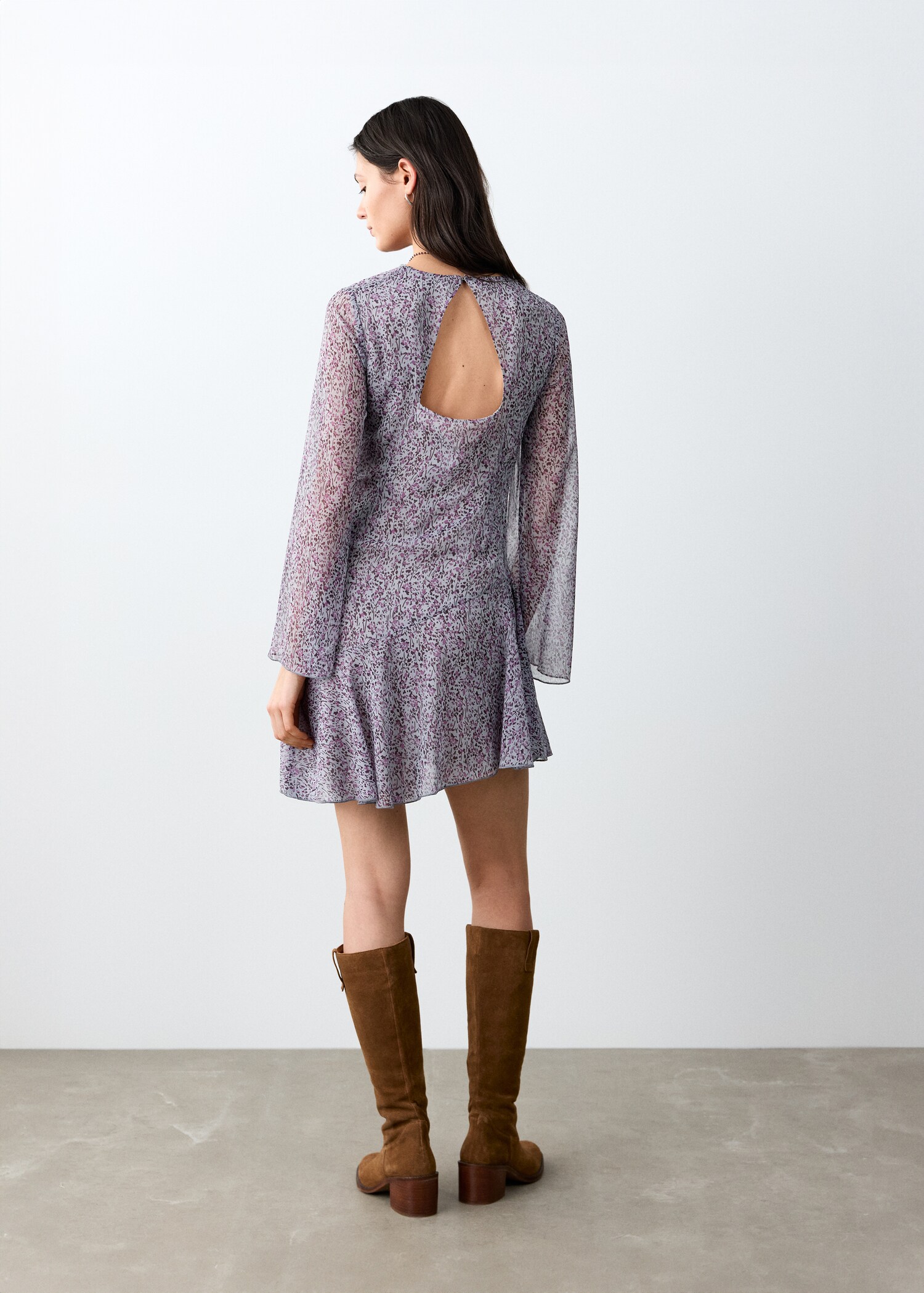 Printed dress with back opening - Reverse of the article