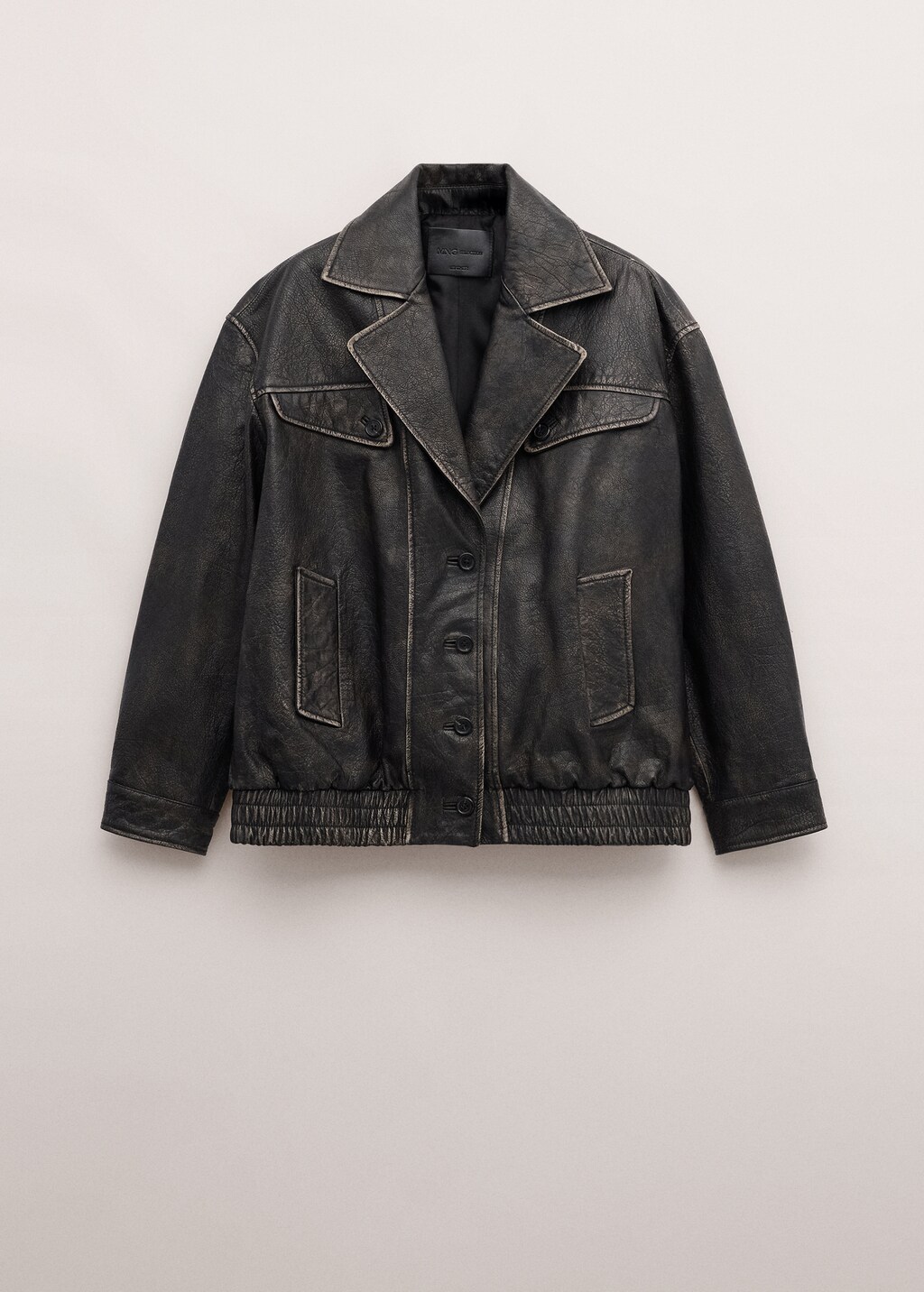 Oversized leather jacket with lapels - image 3