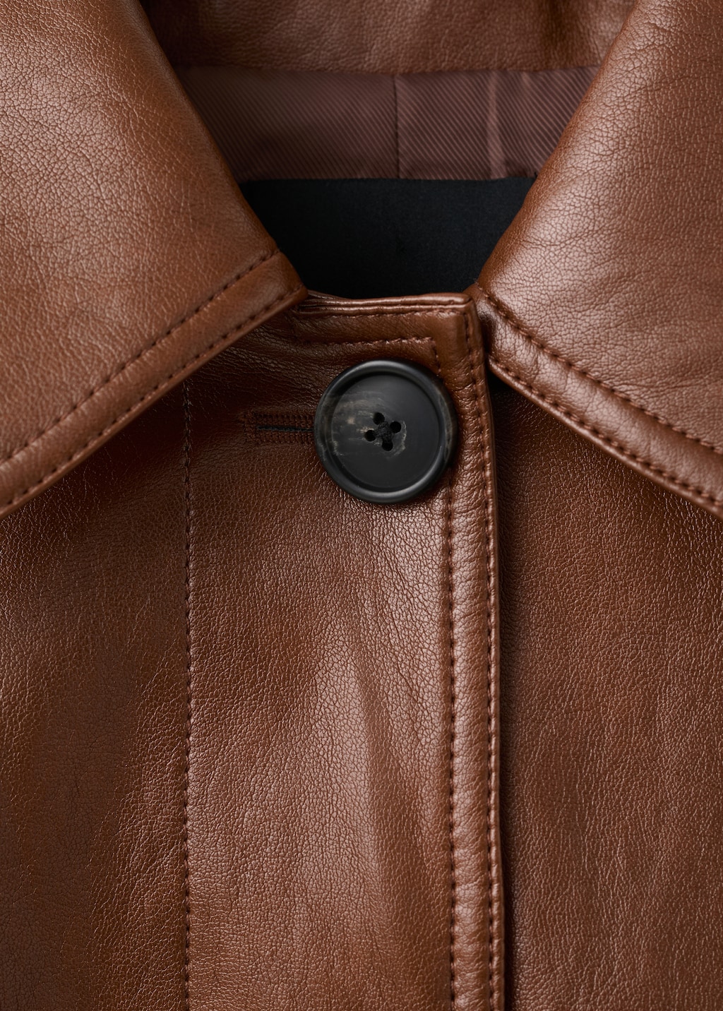 Mango Long faux-leather trench coat with belt