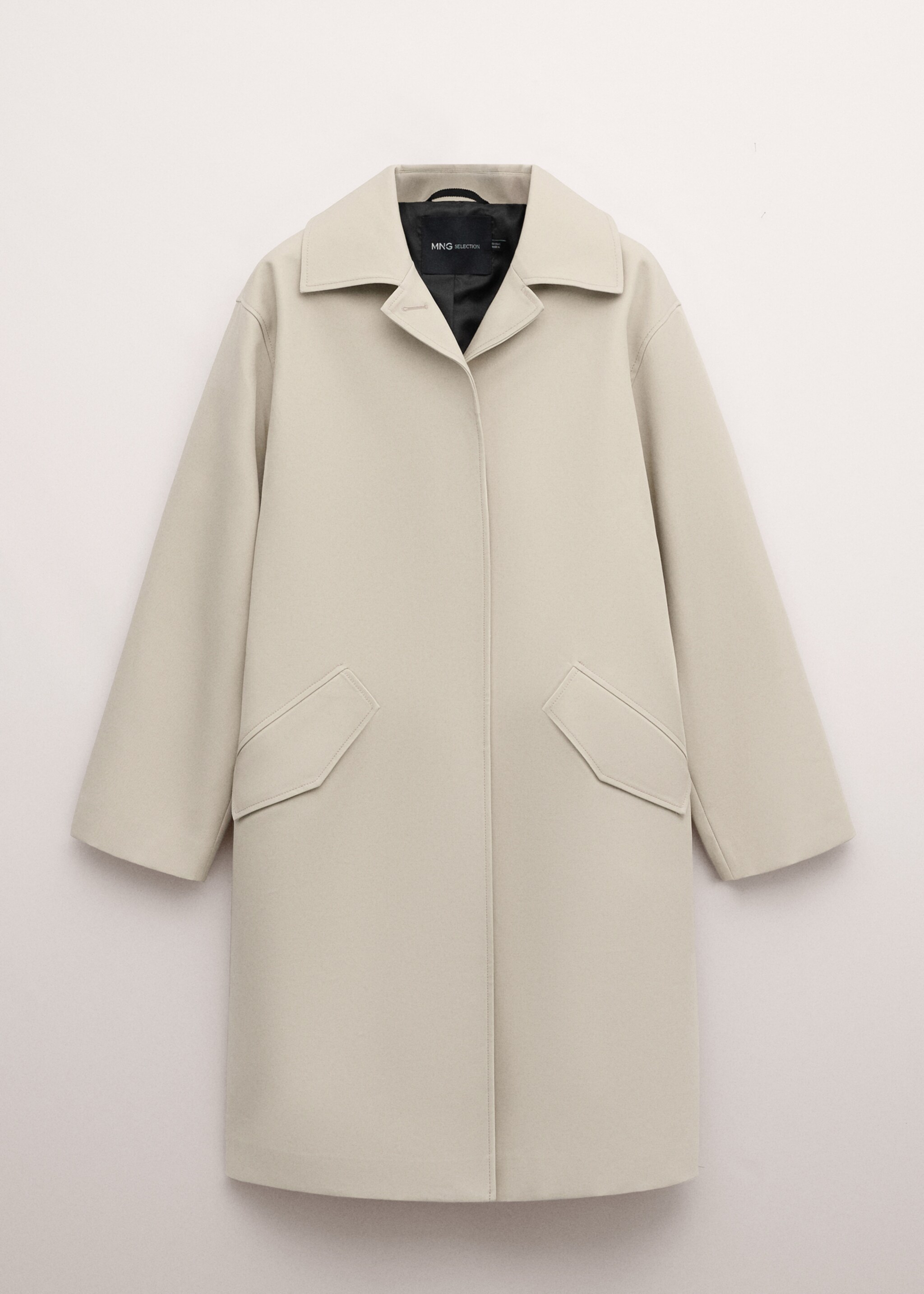 Тренч из 100% хлопка с карманами - Изделие без модели, Пастельный светло-серый. Ref: 27084779-00.