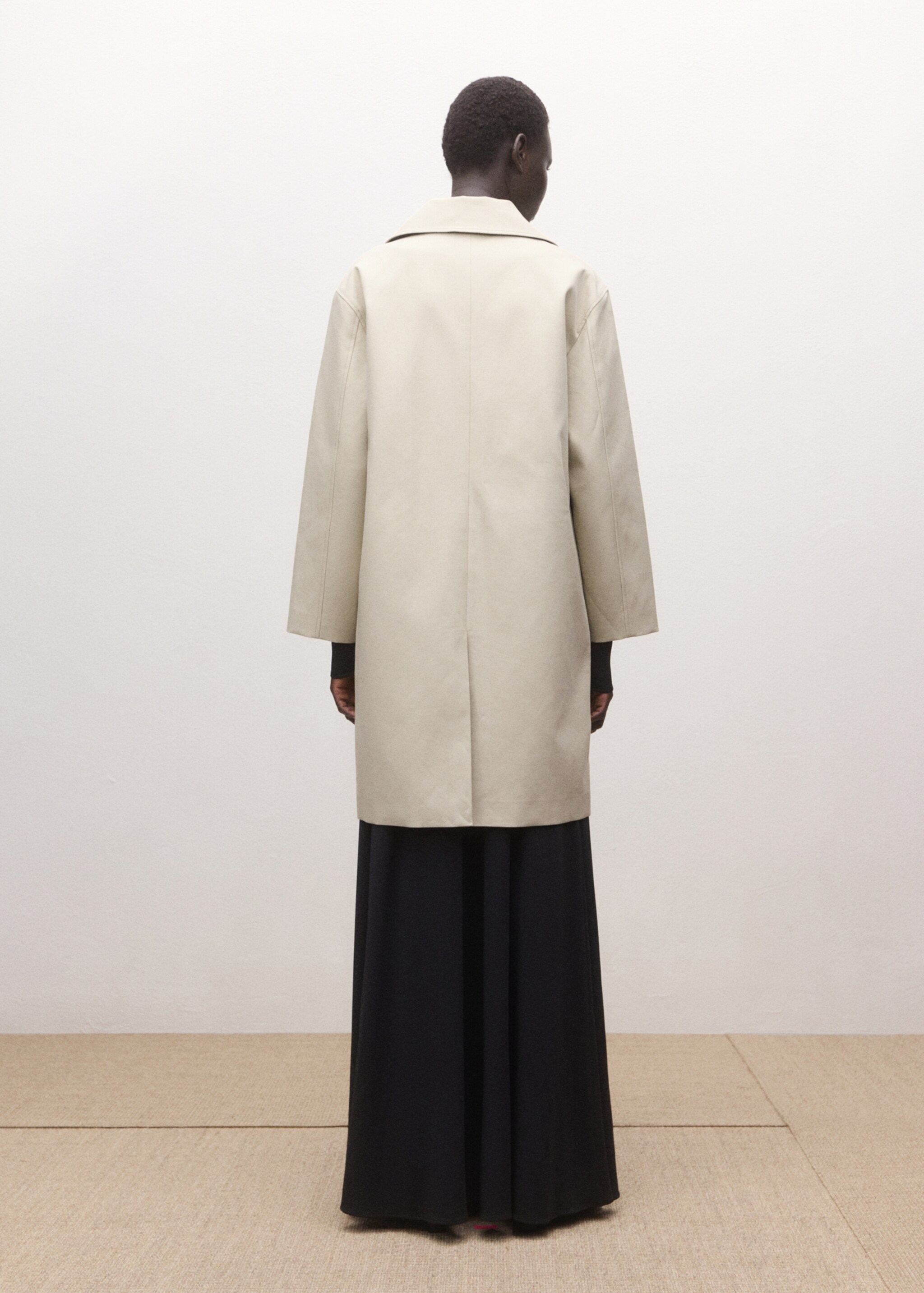 Тренч из 100% хлопка с карманами - Обратная сторона изделия, Пастельный светло-серый. Ref: 27084779-00.