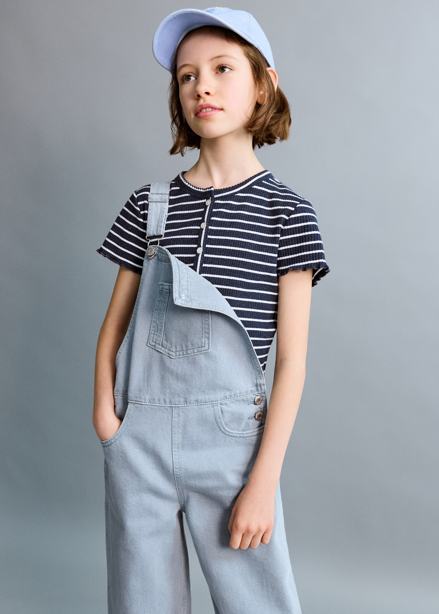 Long denim dungarees - Medium plane