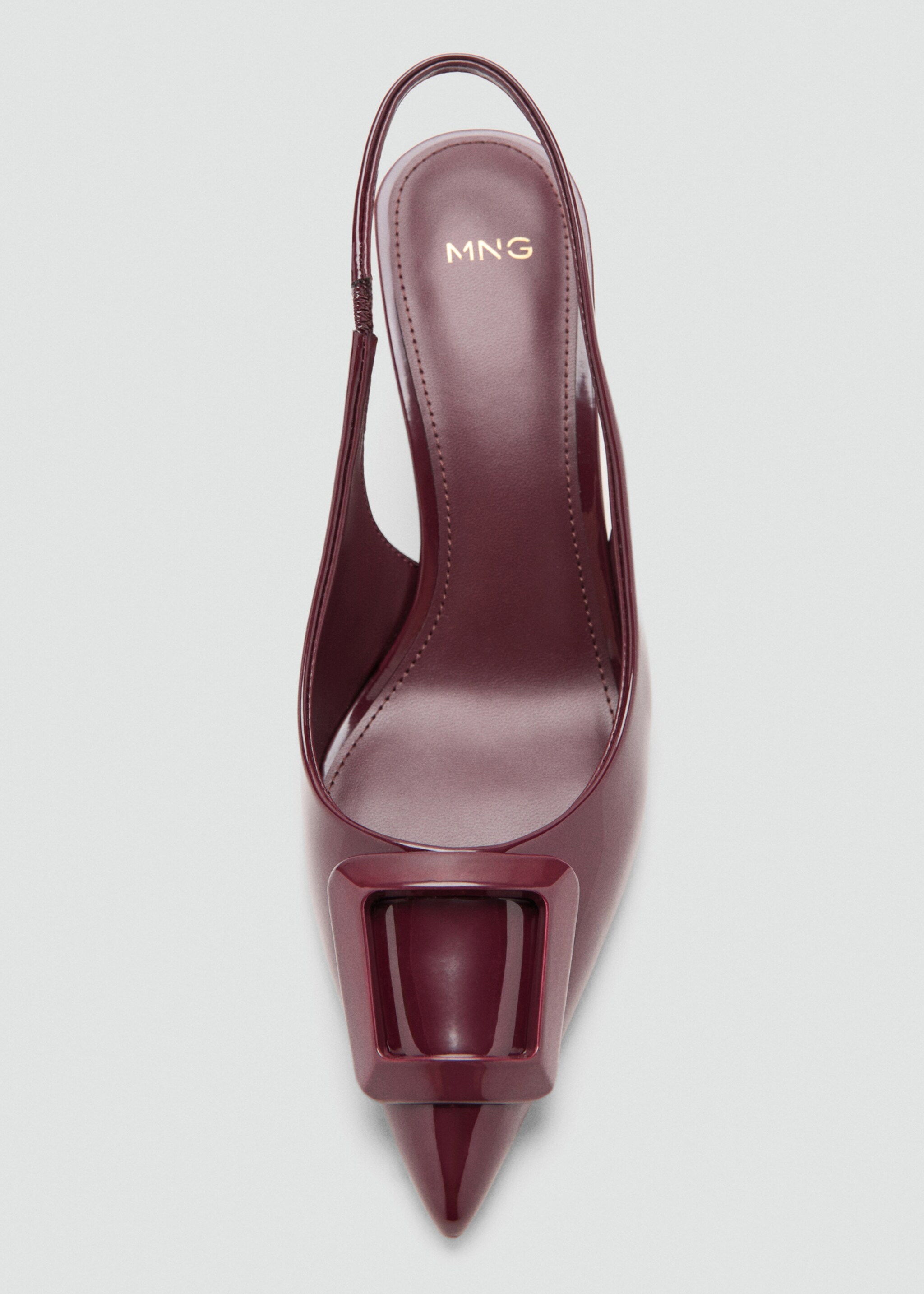 Patent heeled shoes - Details of the article 2, Burgundy. Ref: 27085158-00.