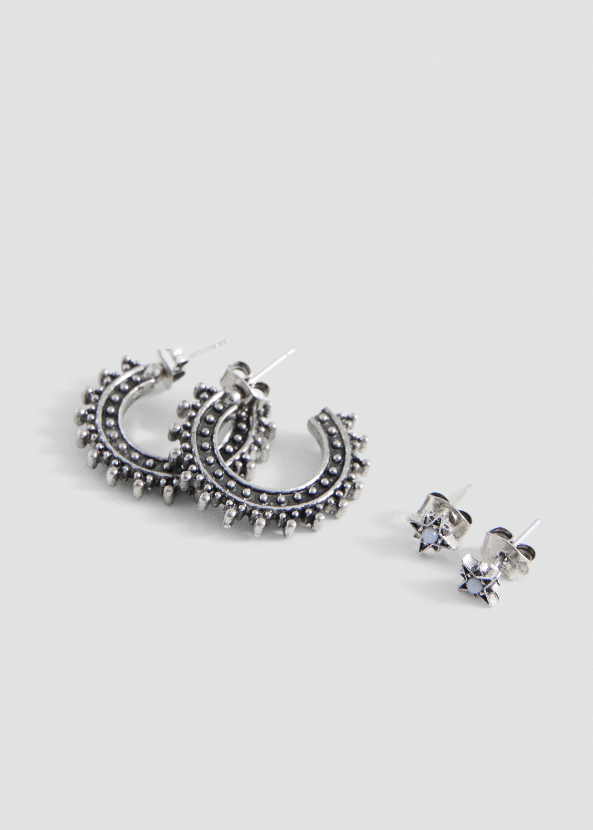 Pack of 2 mixed earrings - Medium plane, Silver. Ref: 27085160-00.