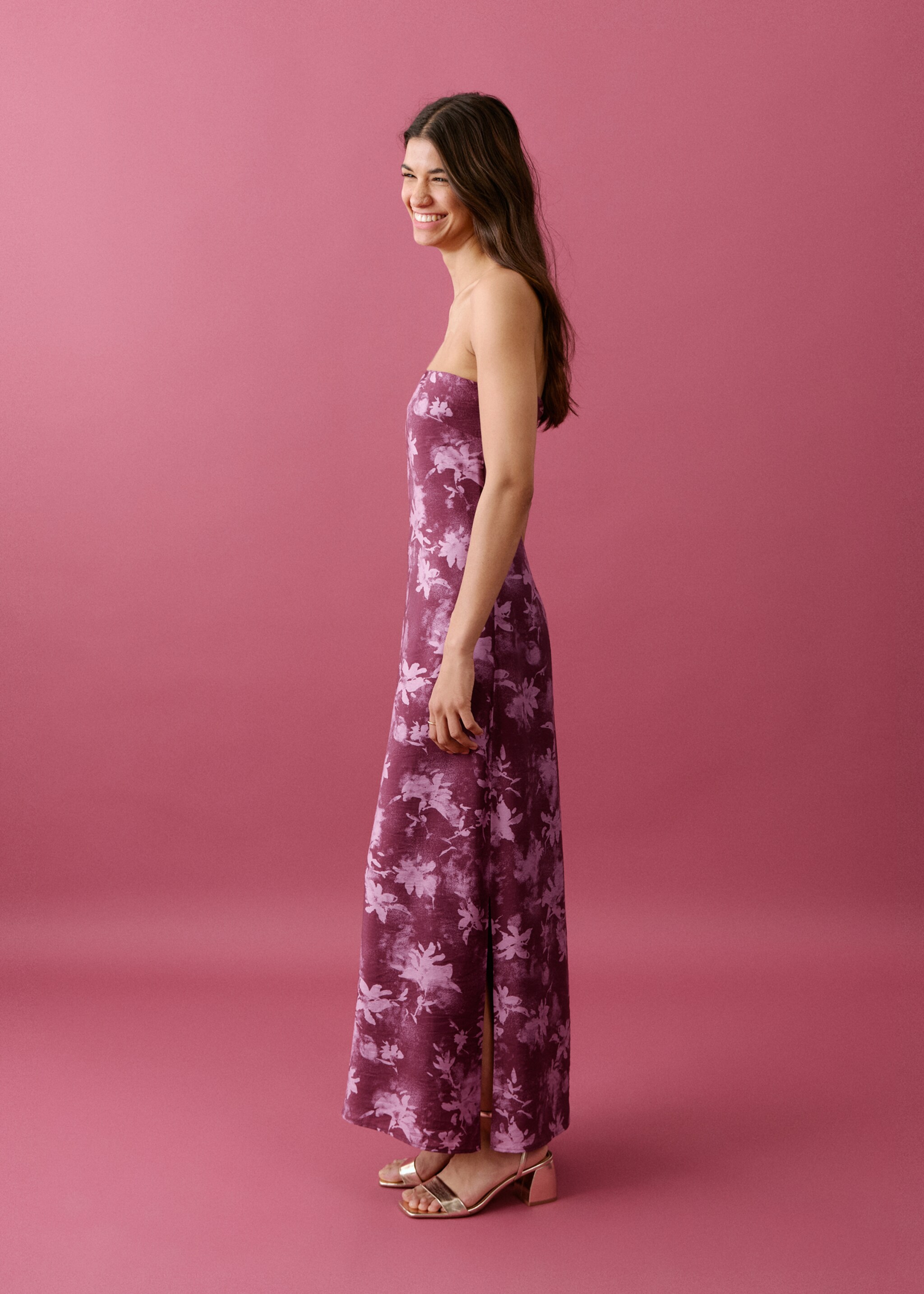 Vestido asimétrico flores - Detalle del artículo 6, Rosa. Ref: 27085807-00.