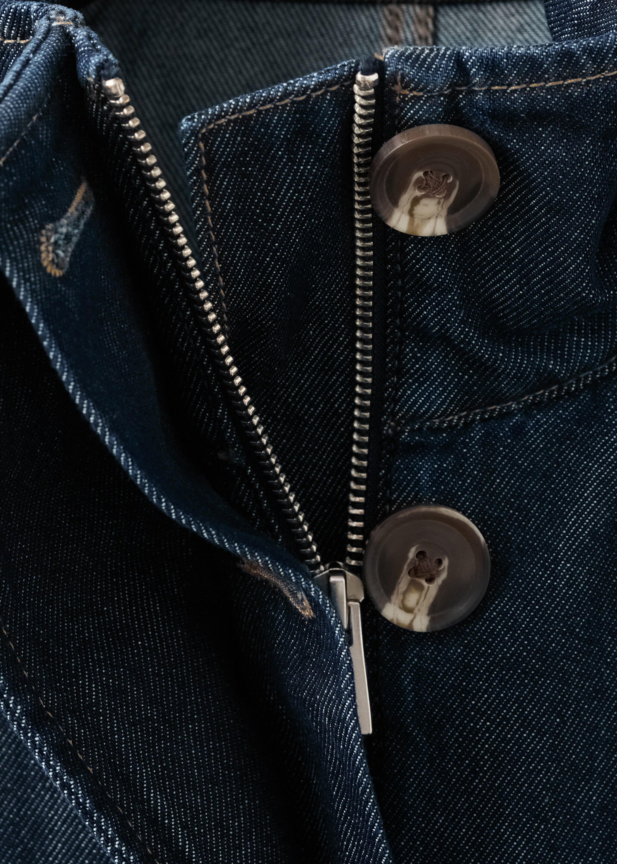 Denim parka met gesmokte taille - Detail van het artikel 0, Open blauw. Ref: 27085818-00.