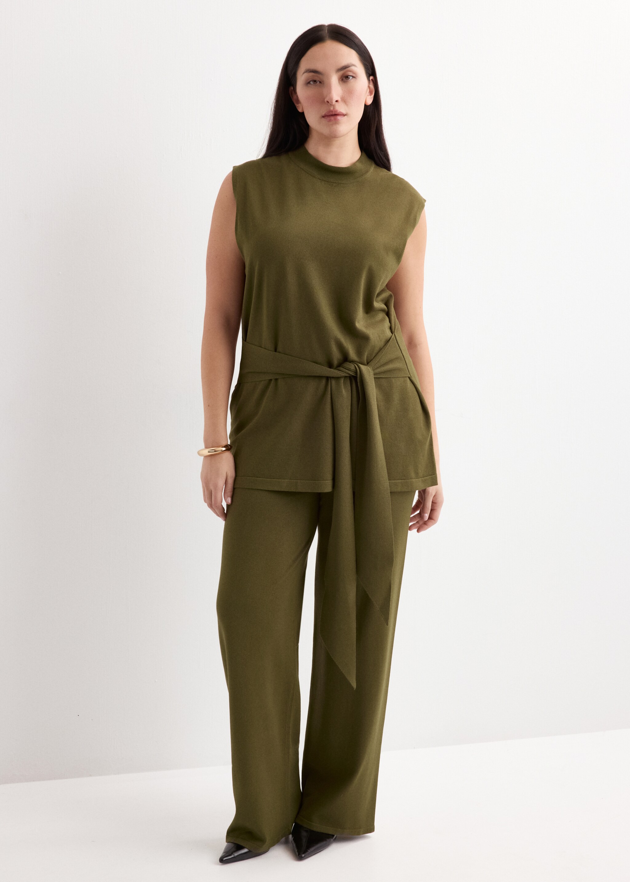 Pantalon droit maille fine - Détail de l'article 3, Kaki. Ref: 27085820-00.