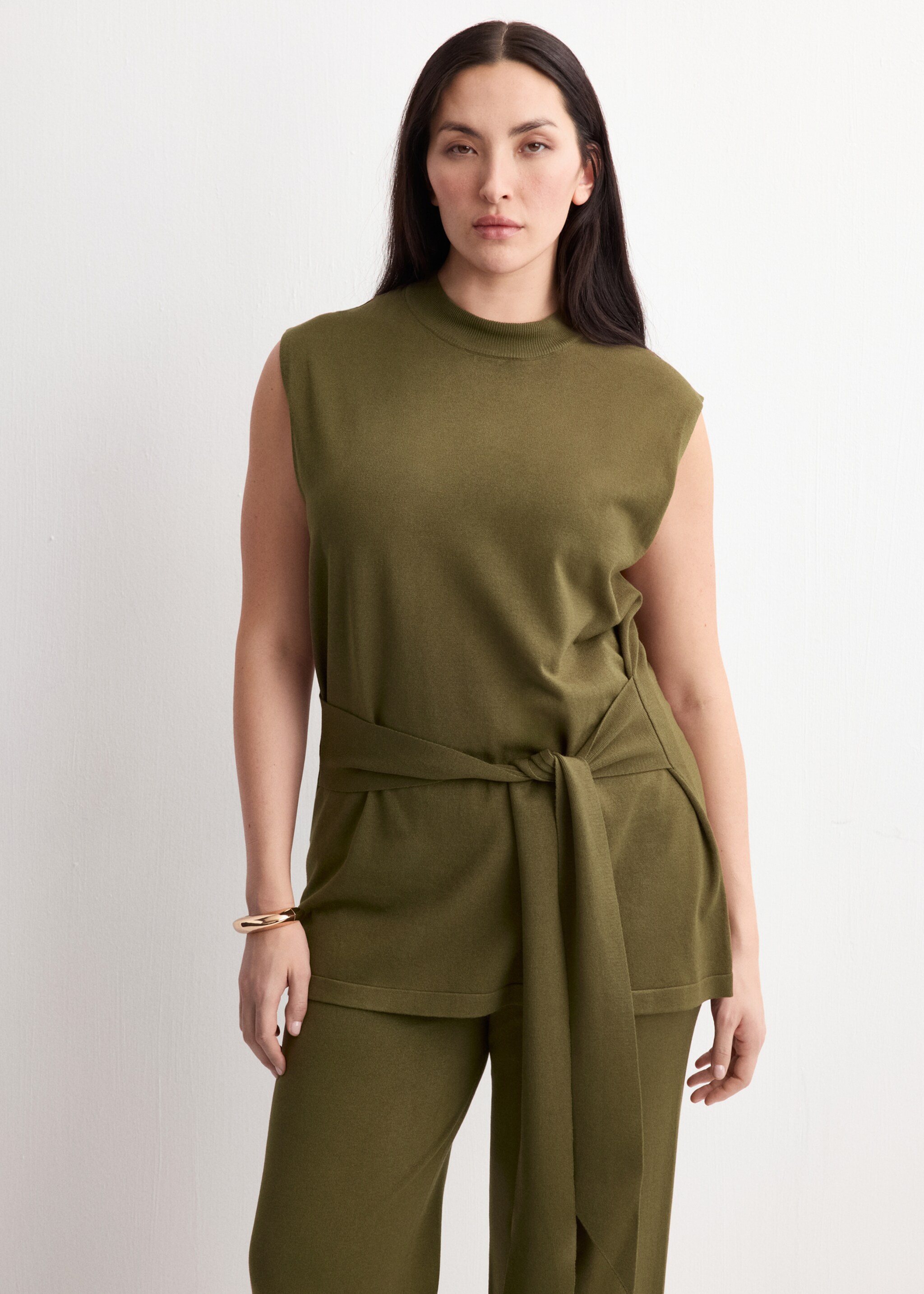 Pantalon droit maille fine - Détail de l'article 5, Kaki. Ref: 27085820-00.