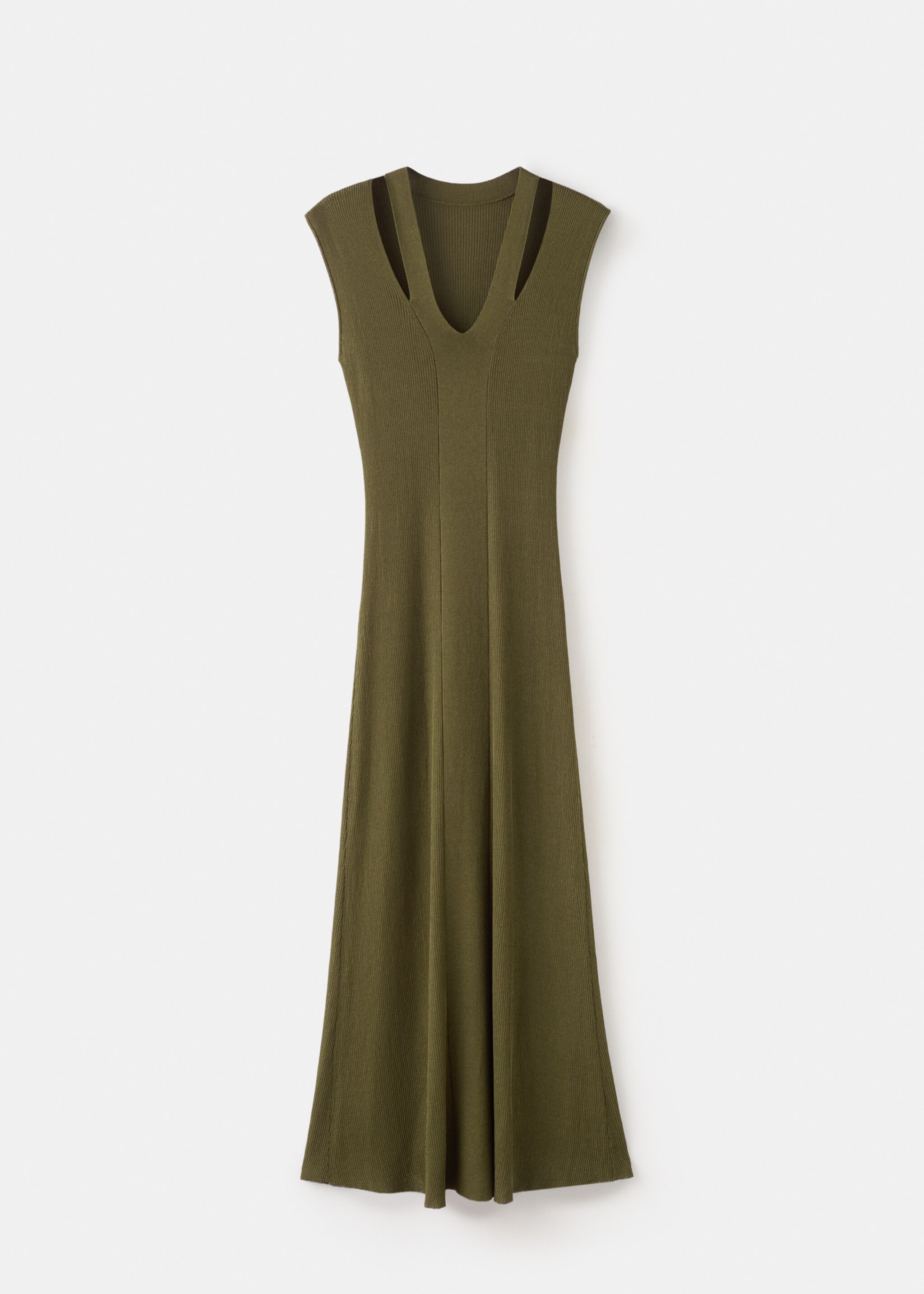 Fine-knit flared dress - Article without model, Khaki. Ref: 27085823-00.