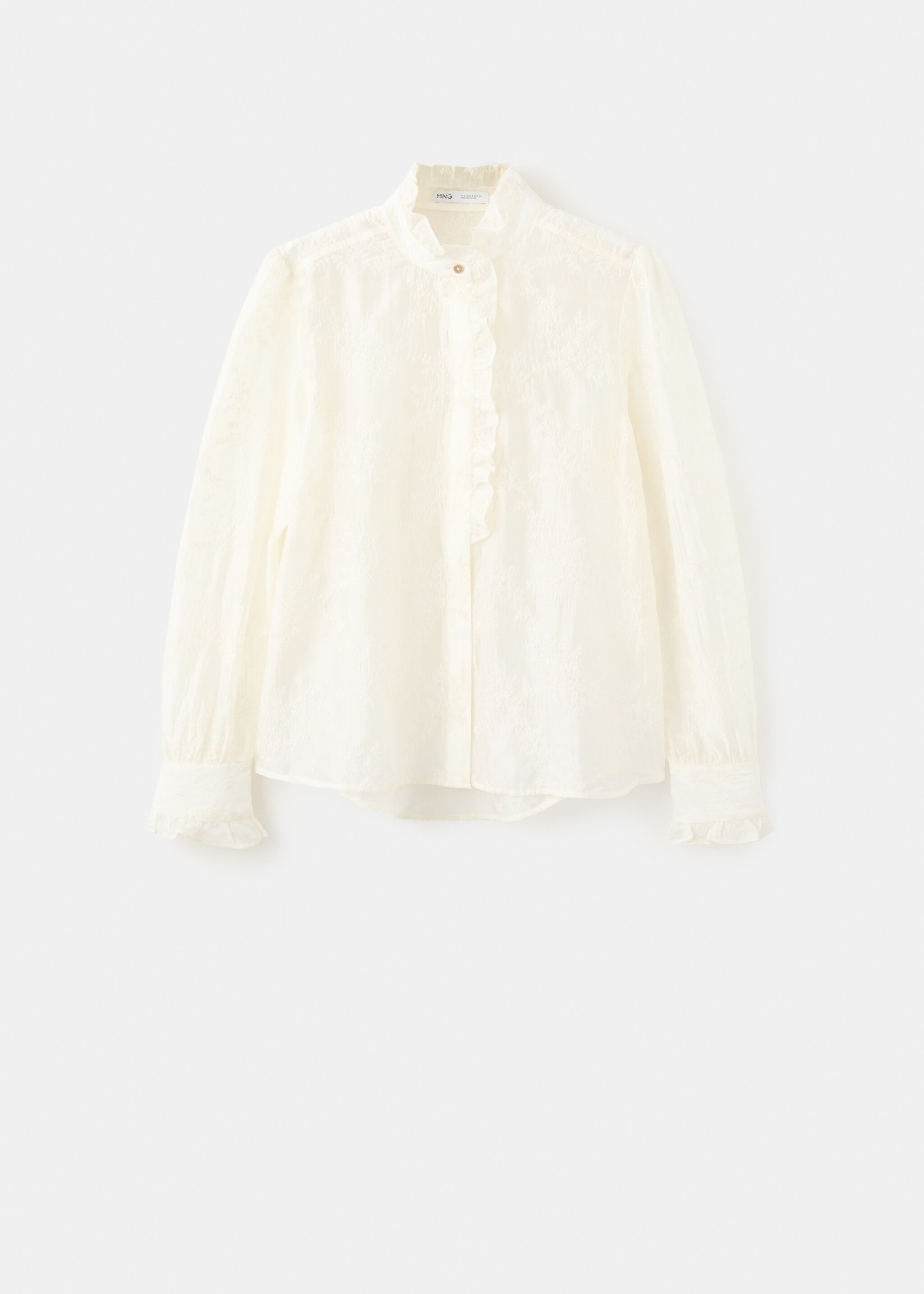 Lyocell blouse with floral embroidery - Article without model, Ecru. Ref: 27085824-00.