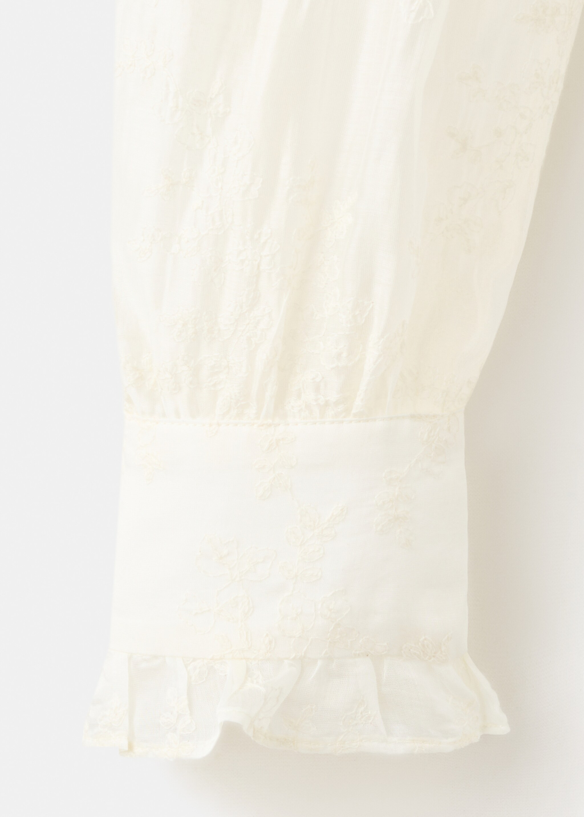 Lyocell blouse with floral embroidery - Details of the article 0, Ecru. Ref: 27085824-00.