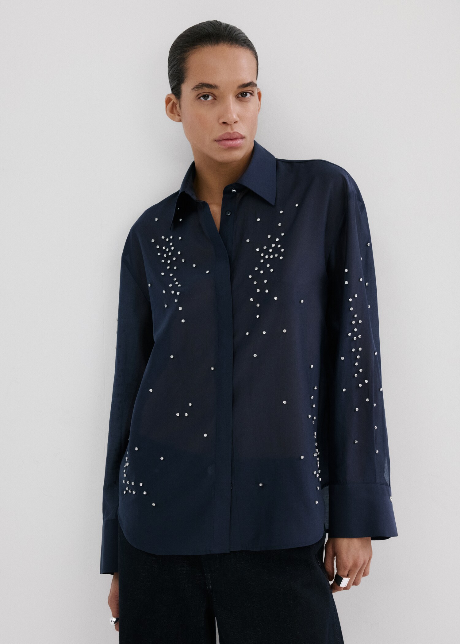 Lyocell shirt with rhinestones - Medium plane