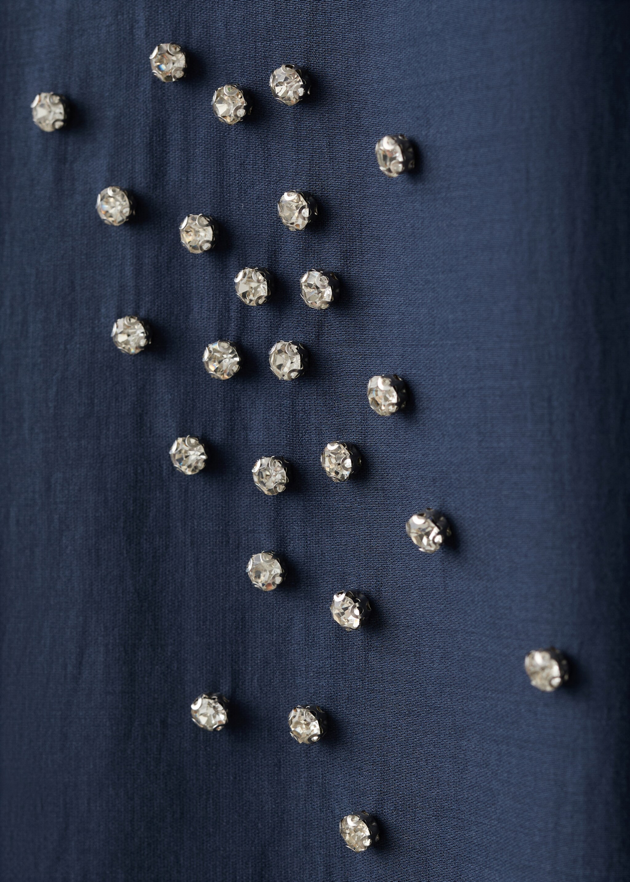 Lyocell shirt with rhinestones - Details of the article 0, Navy. Ref: 27085825-00.