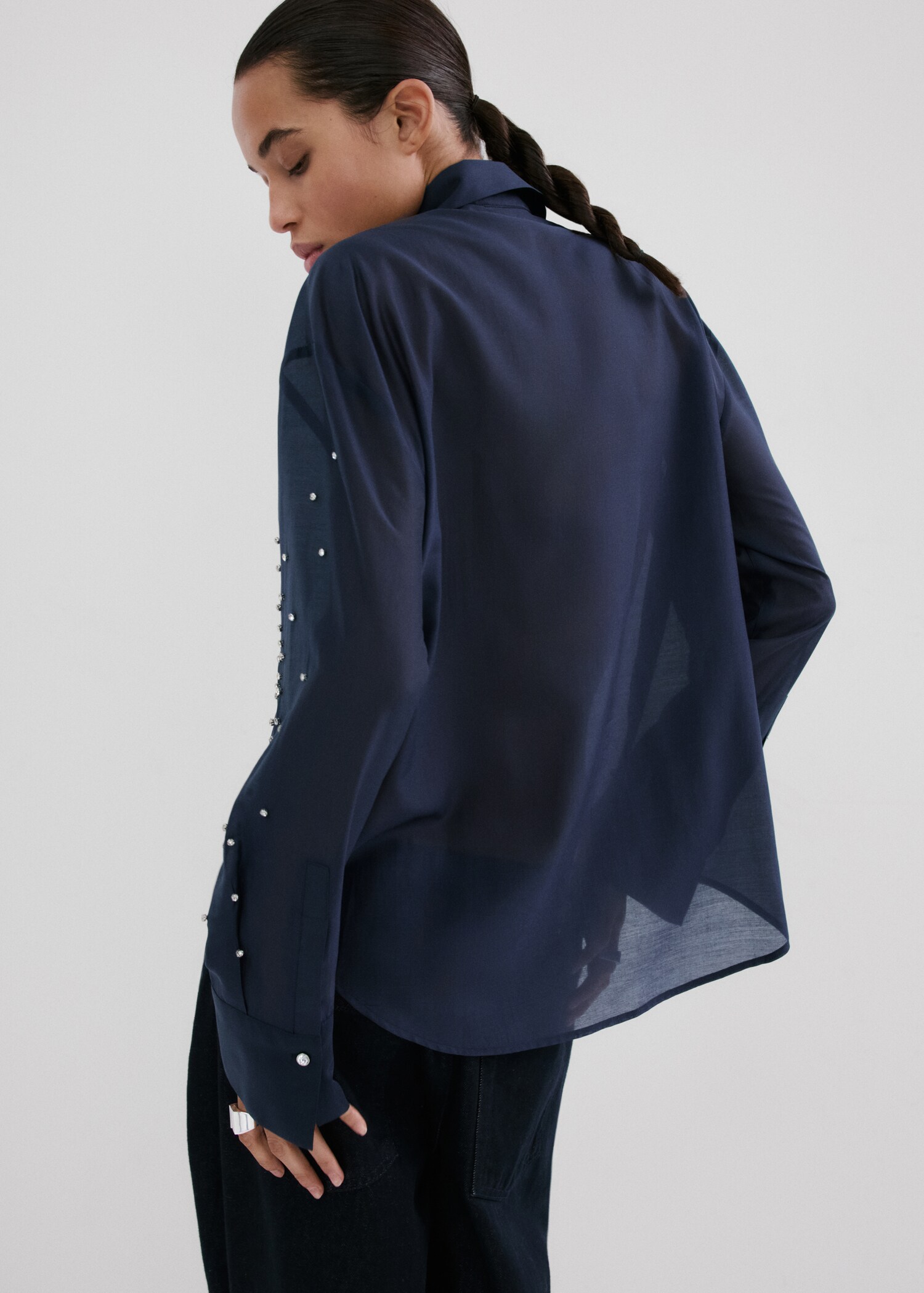 Lyocell shirt with rhinestones - Reverse of the article