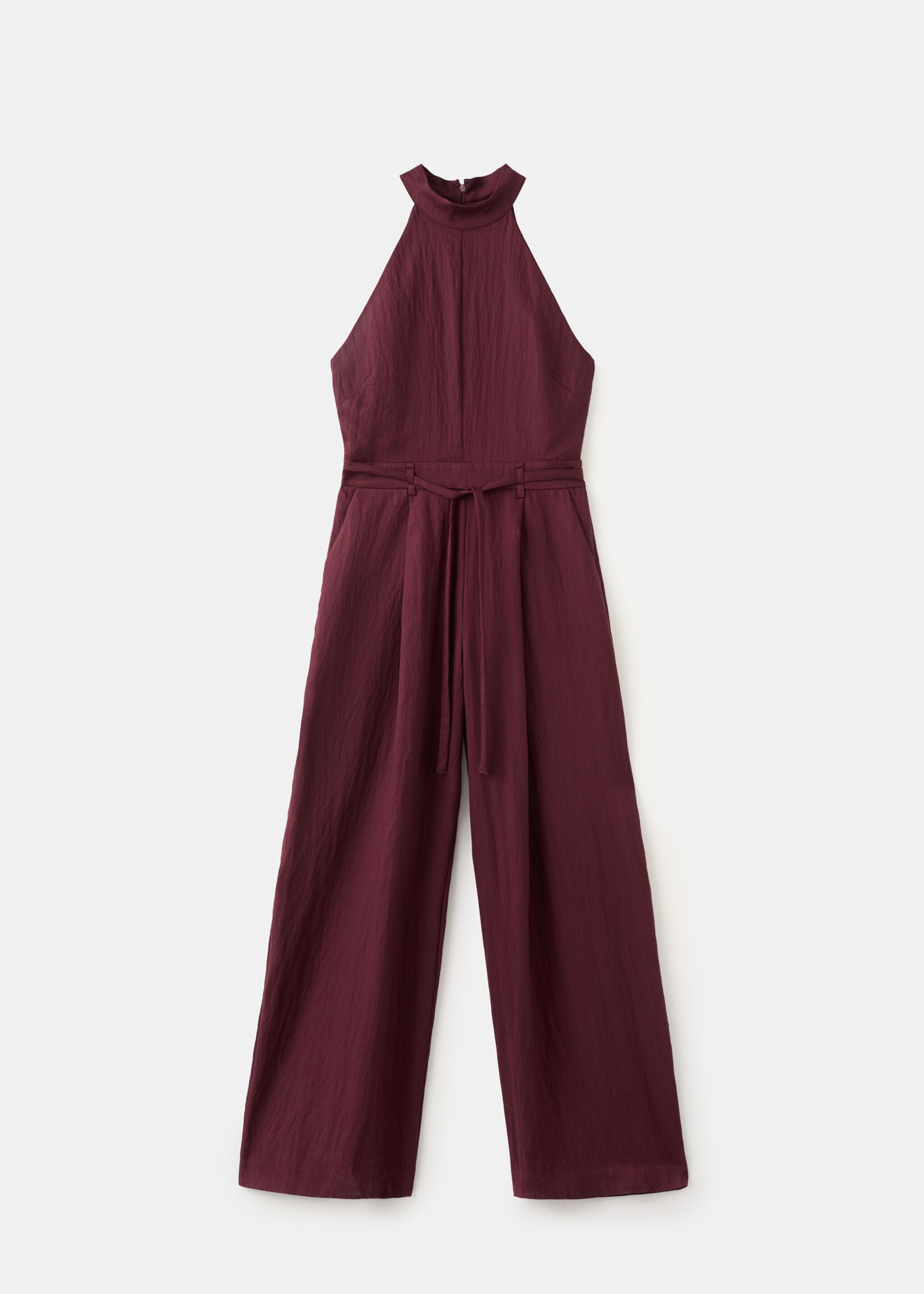 Lyocell jumpsuit with belt - Article without model, Wine. Ref: 27085830-00.