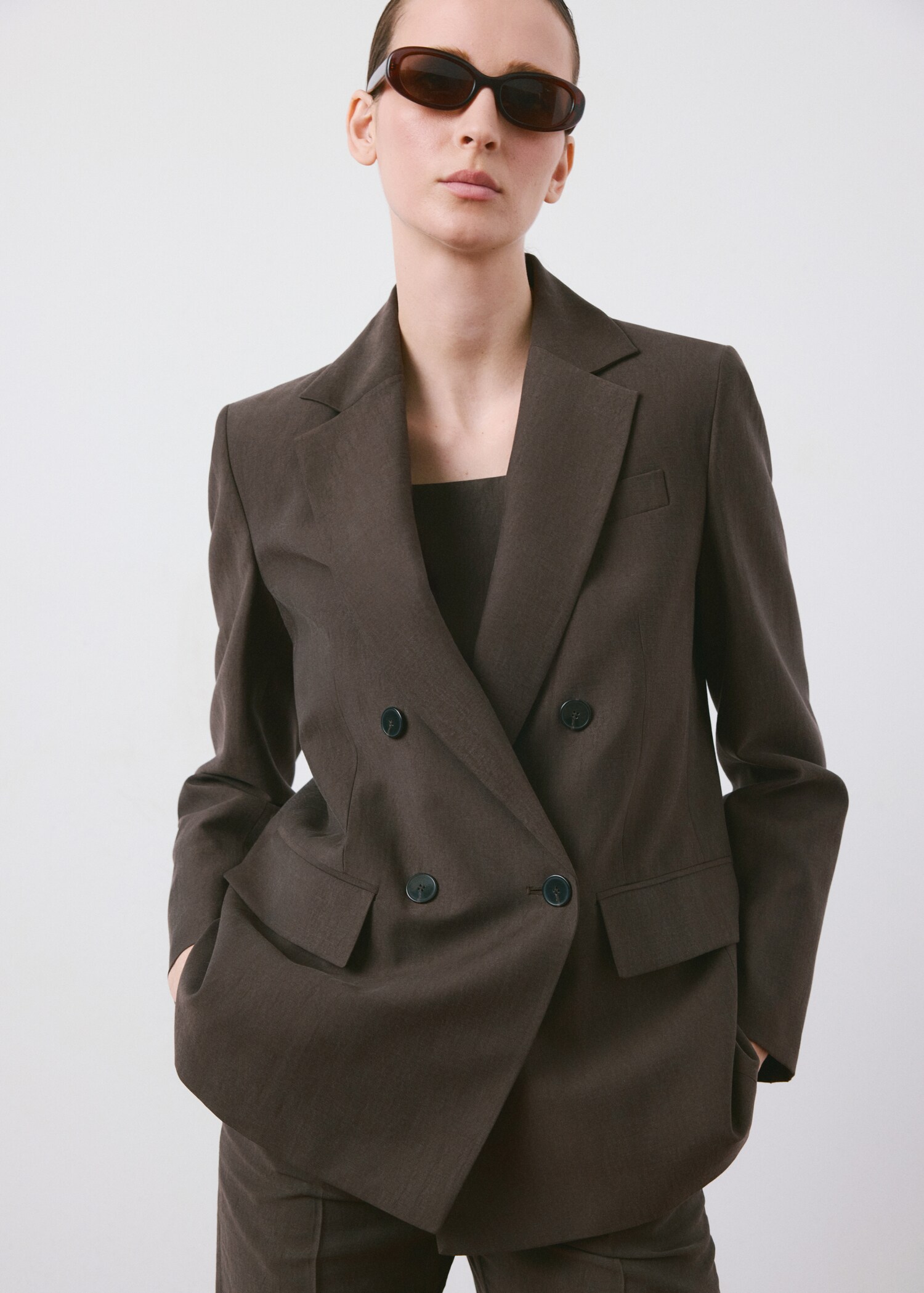 Straight-fit lyocell suit jacket - Medium plane