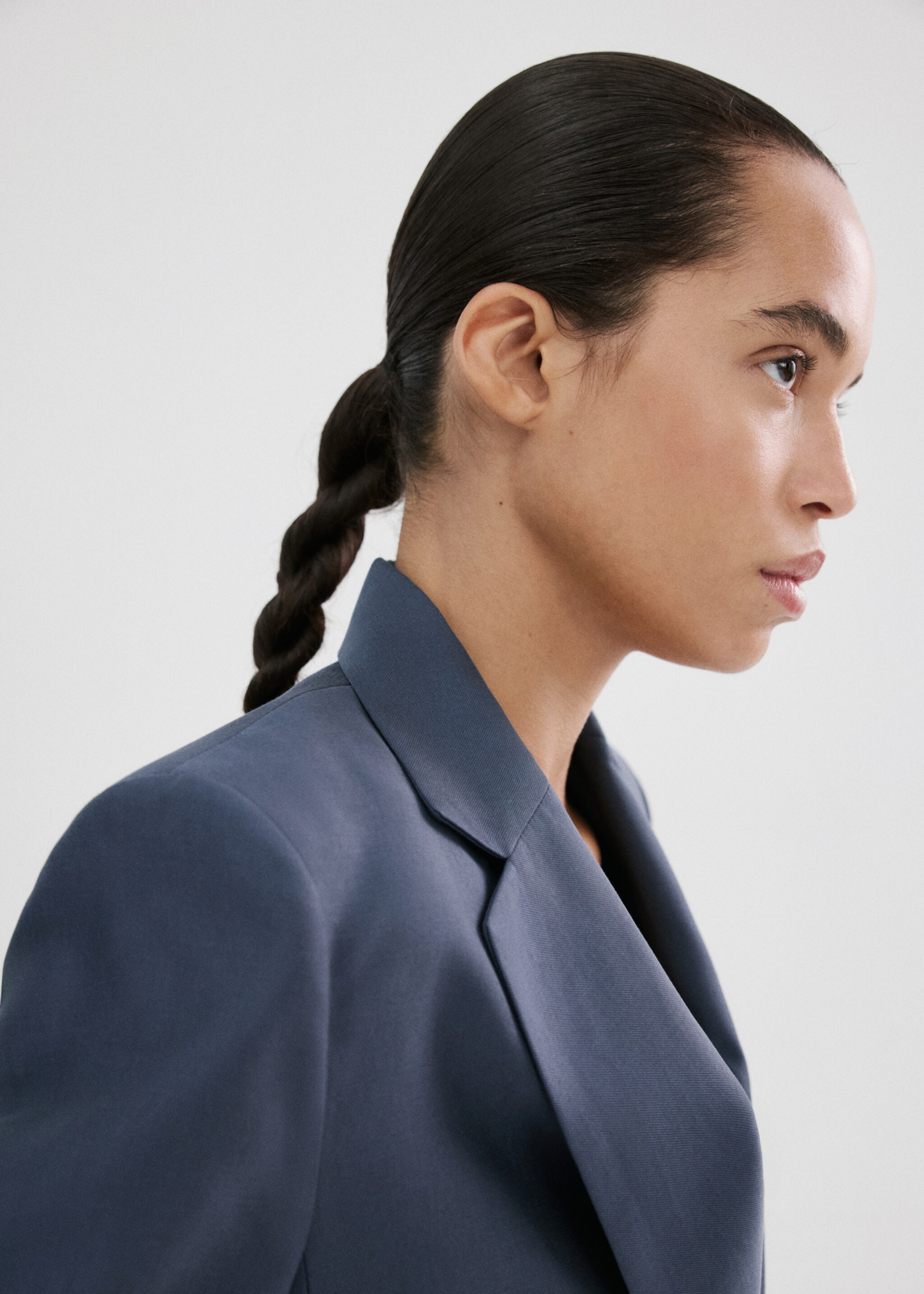 Straight-fit lyocell suit jacket - Details of the article 1, Blue. Ref: 27085832-00.