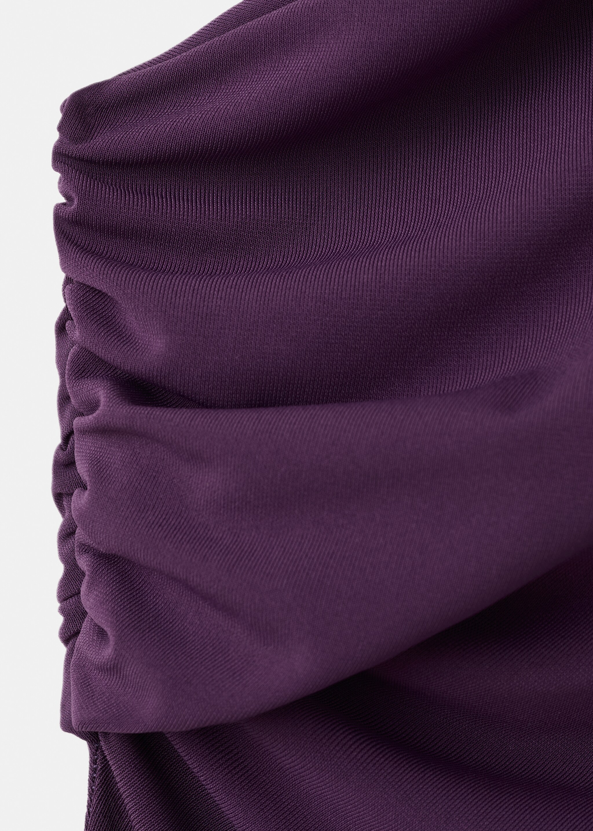Asymmetrical dress with gathered body - Details of the article 0, Purple. Ref: 27085839-00.