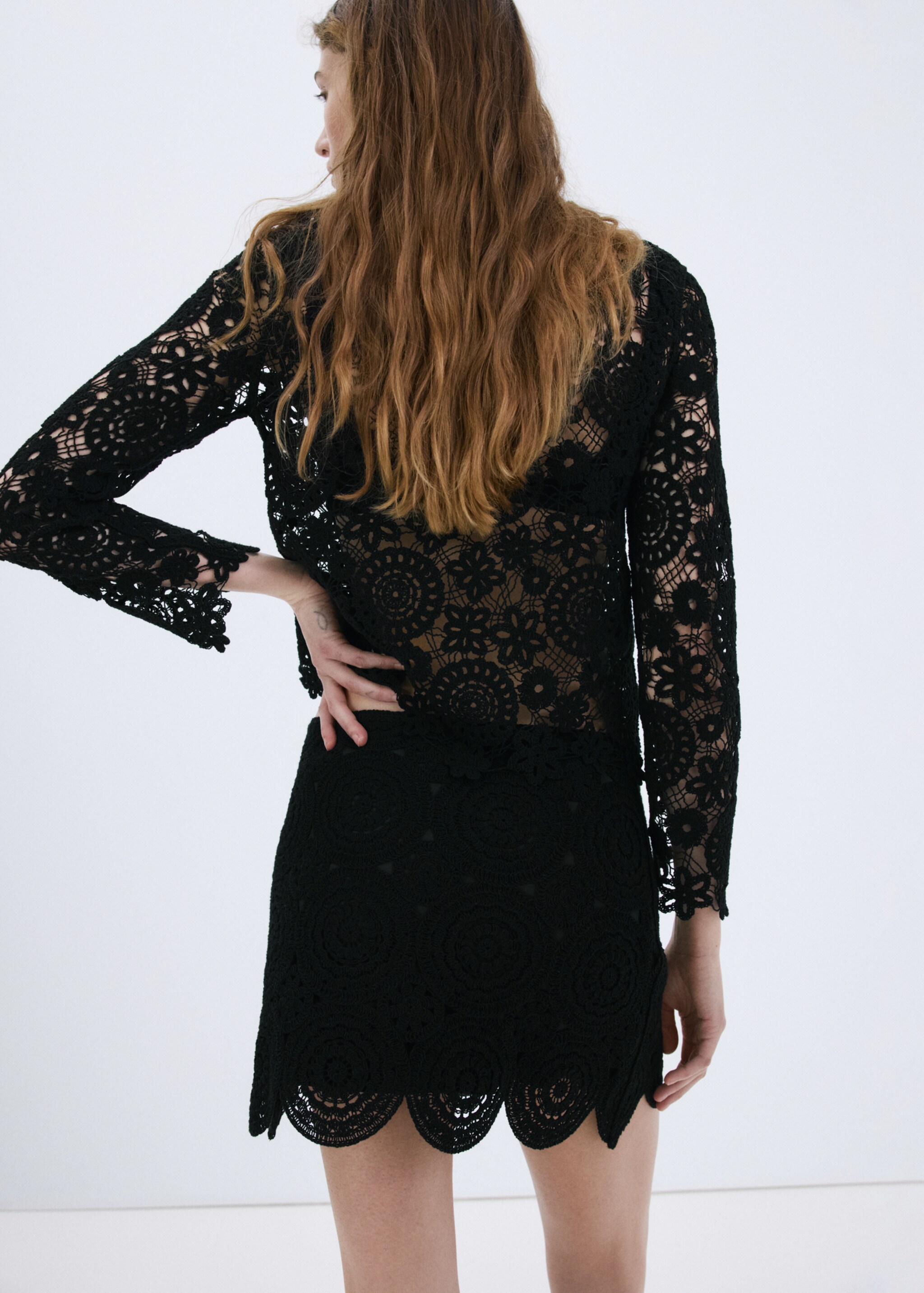 Crochet mini skirt - Reverse of the article, Black. Ref: 27085842-00.
