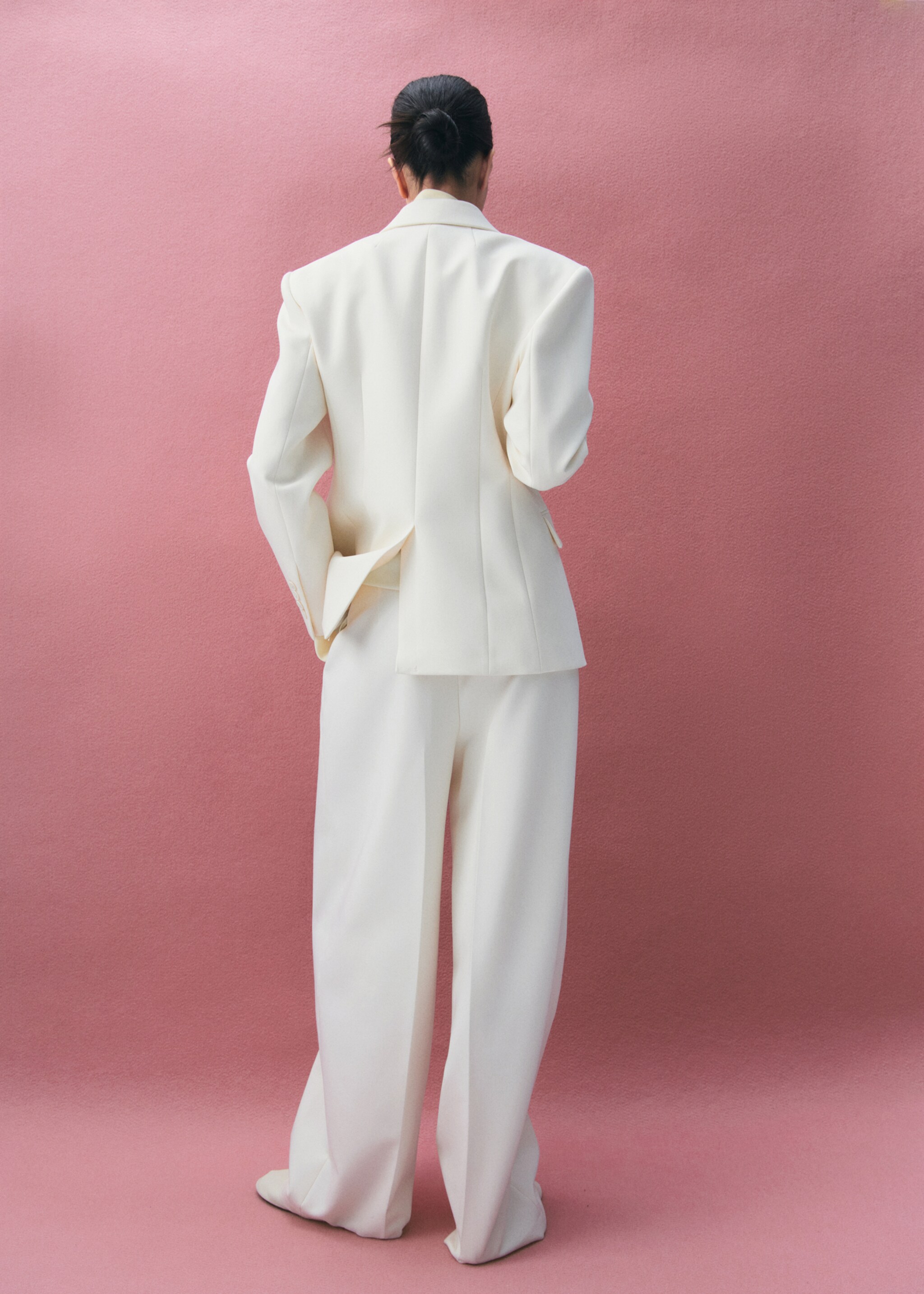 Blazer croisé cintré - Verso de l’article, Écru. Ref: 27085843-00.