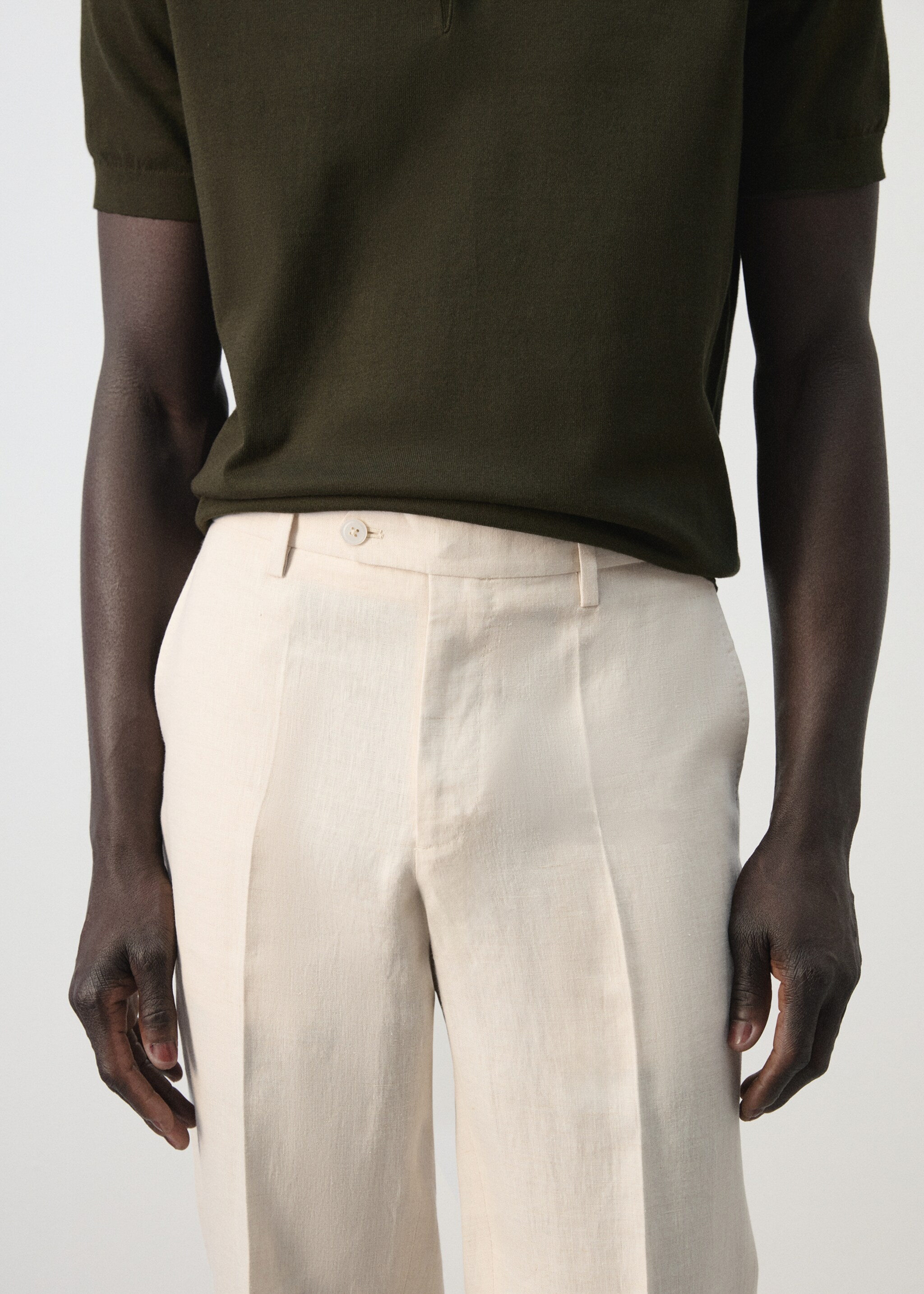 Pantalón traje Amalfi 100% lino slim fit - Detalle del artículo 1, Crudo. Ref: 27085929-00.