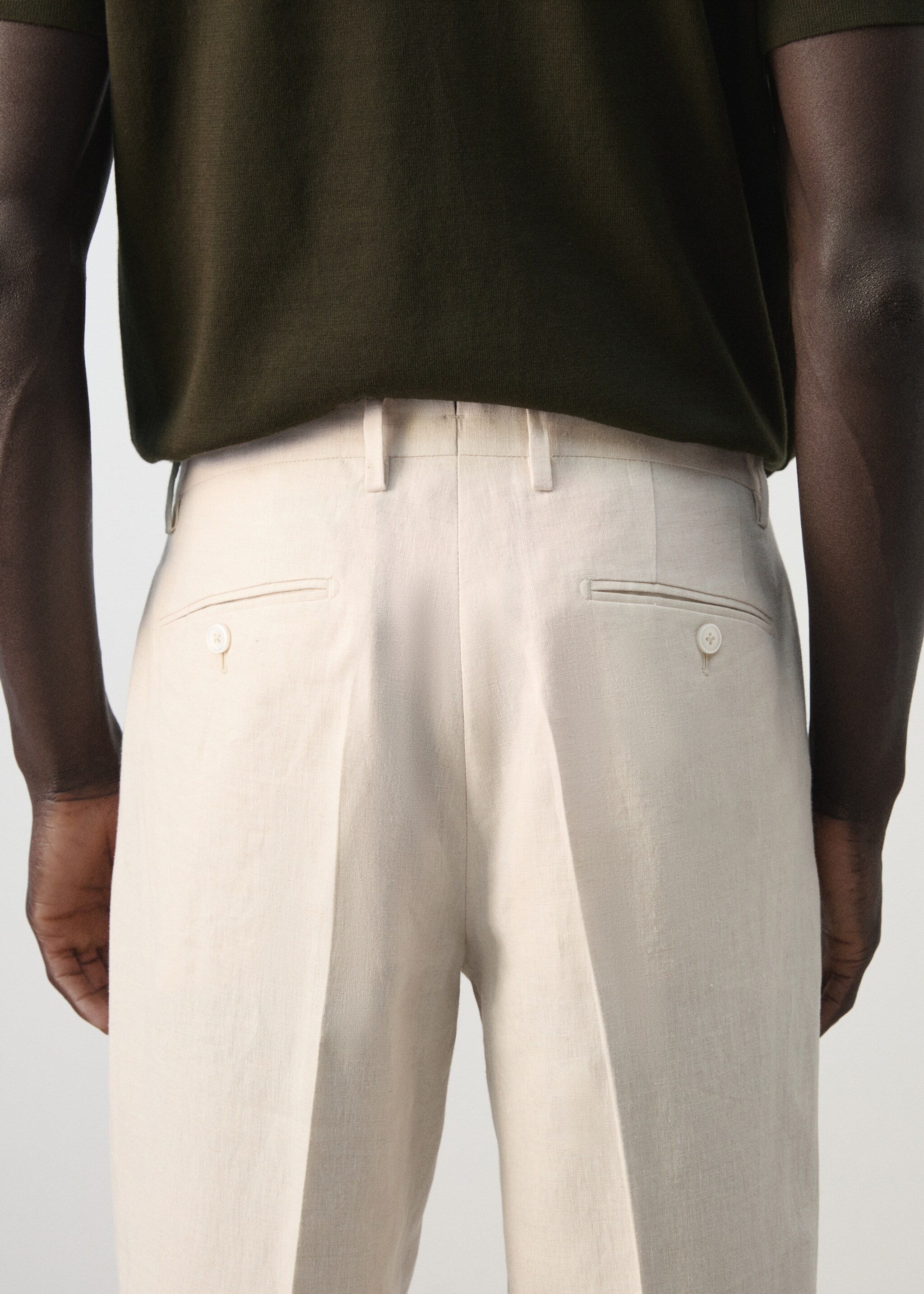 Pantalón traje Amalfi 100% lino slim fit - Detalle del artículo 6, Crudo. Ref: 27085929-00.